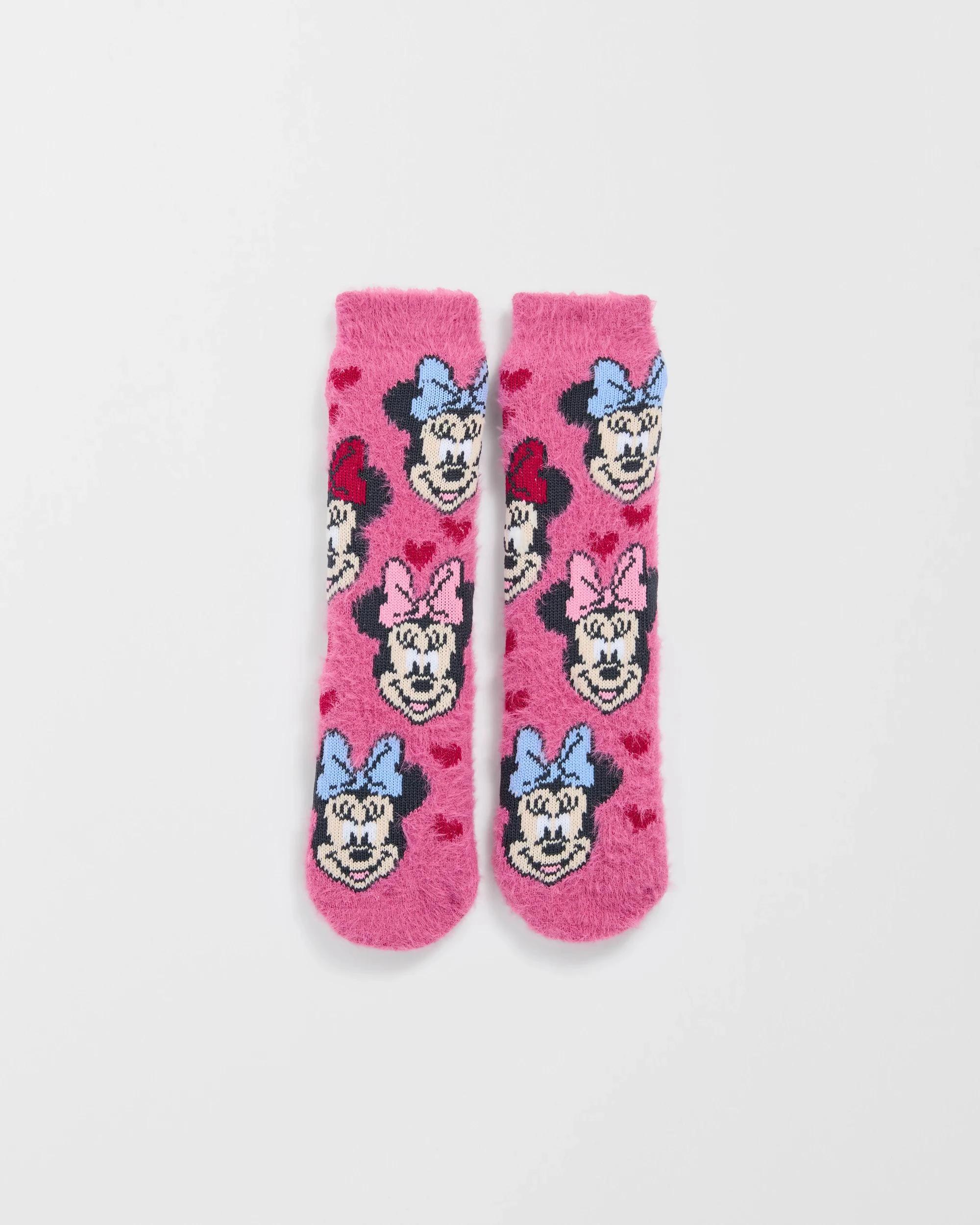 1 Disney Minnie Mouse Sherpa Lined Home Socks MINNIE, 1 of 4