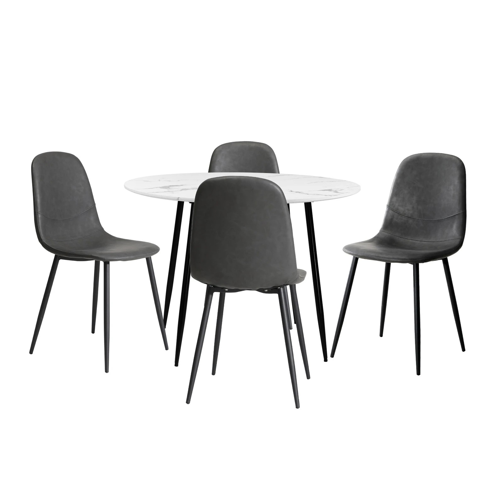 6 Oikiture 110cm Round Dining Table With 4pcs Dining Chairs Pu
 - Multi, 6 of 10