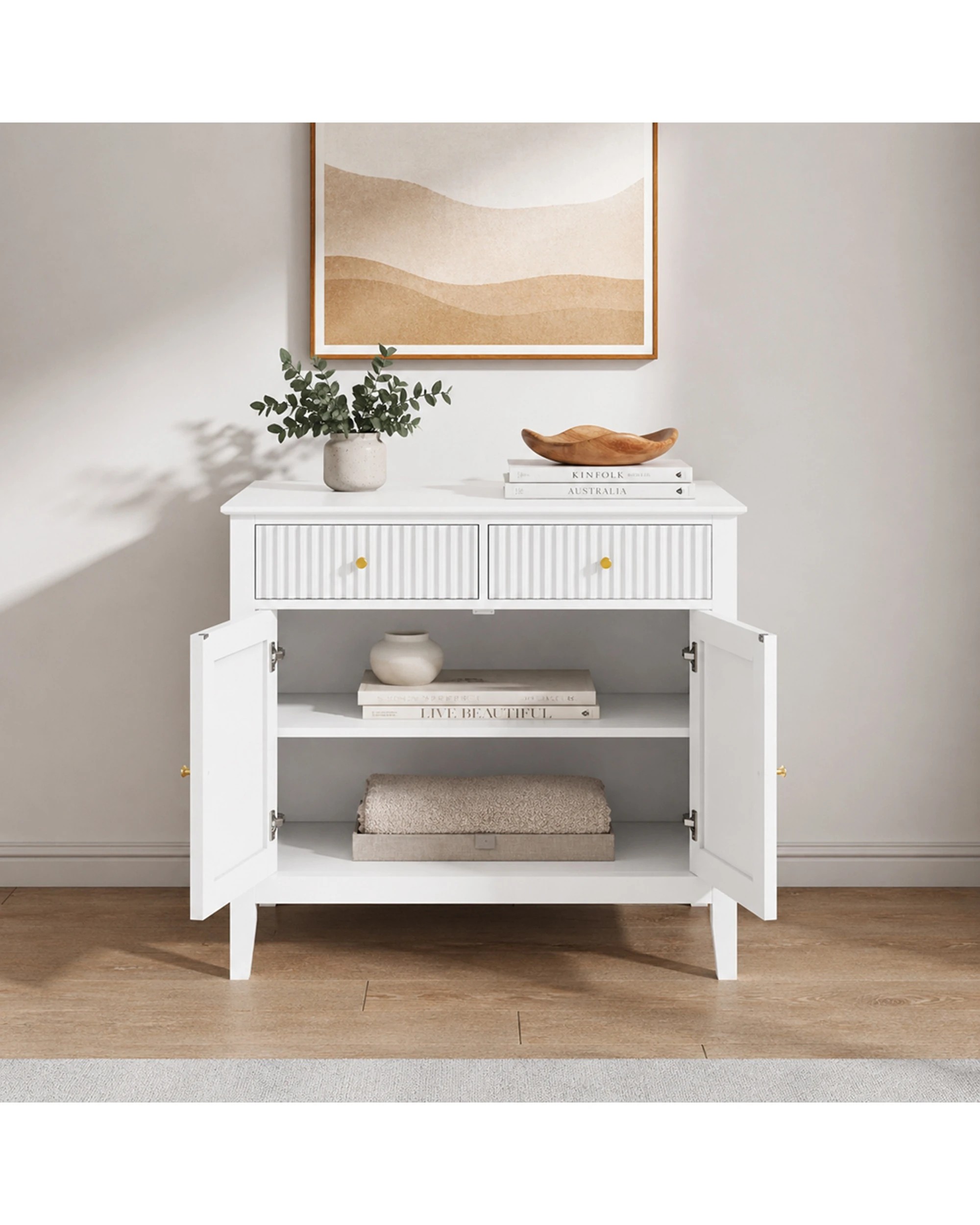 3 Alpine Bay Zara Fluted Buffet Cabinet 2 Door - White, 3 of 9