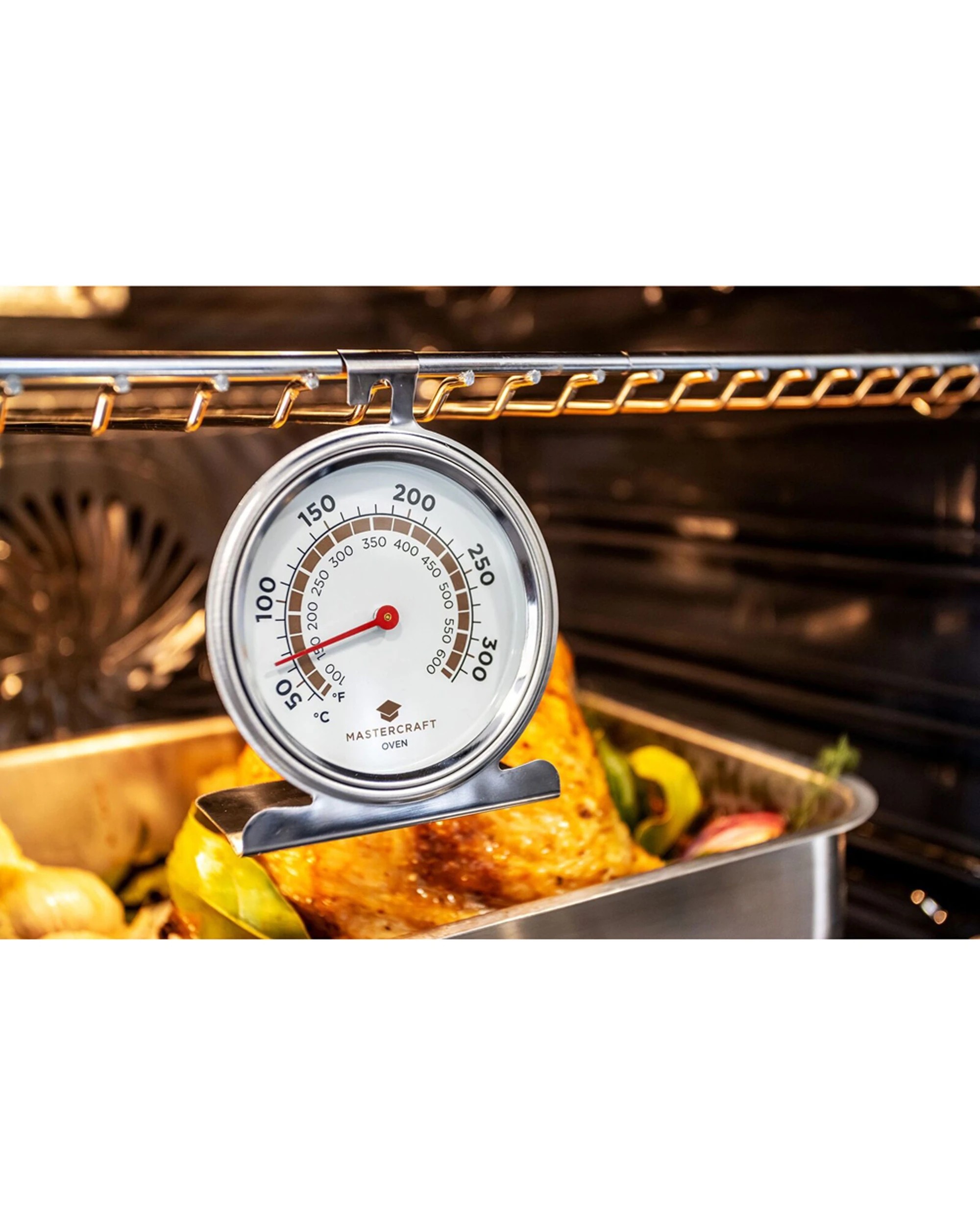 5 Mastercraft 2PK Round 10cm Stainless Steel Oven Thermometer Easy Read Dial - Silver, 5 of 6