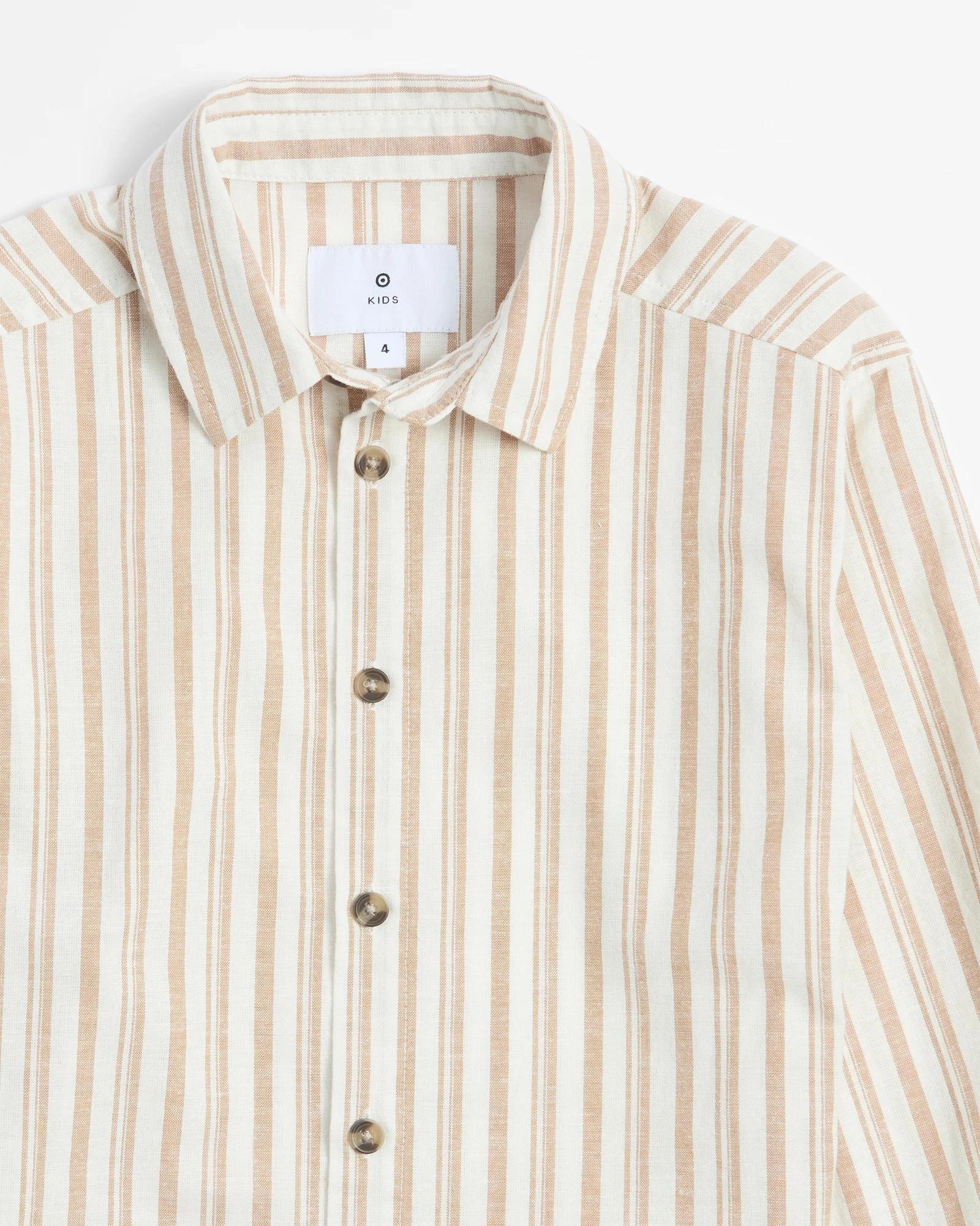 2 Target Australian Cotton Linen Blend Long Sleeve Stripe Shirt NEUTRAL, 2 of 3