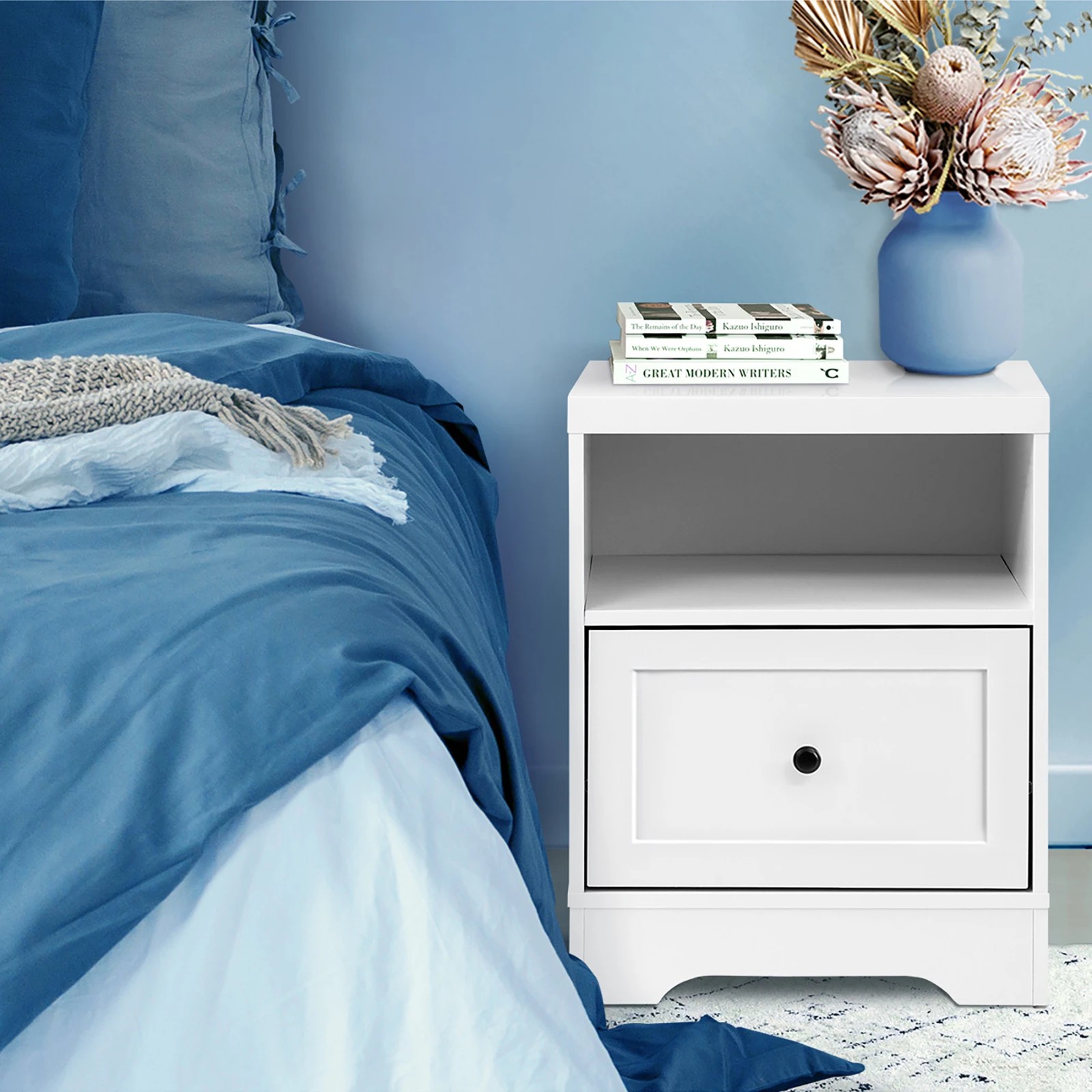 3 Oikiture Bedside Tables Drawers Nightstand Storage Cabinet
 - White, 3 of 10