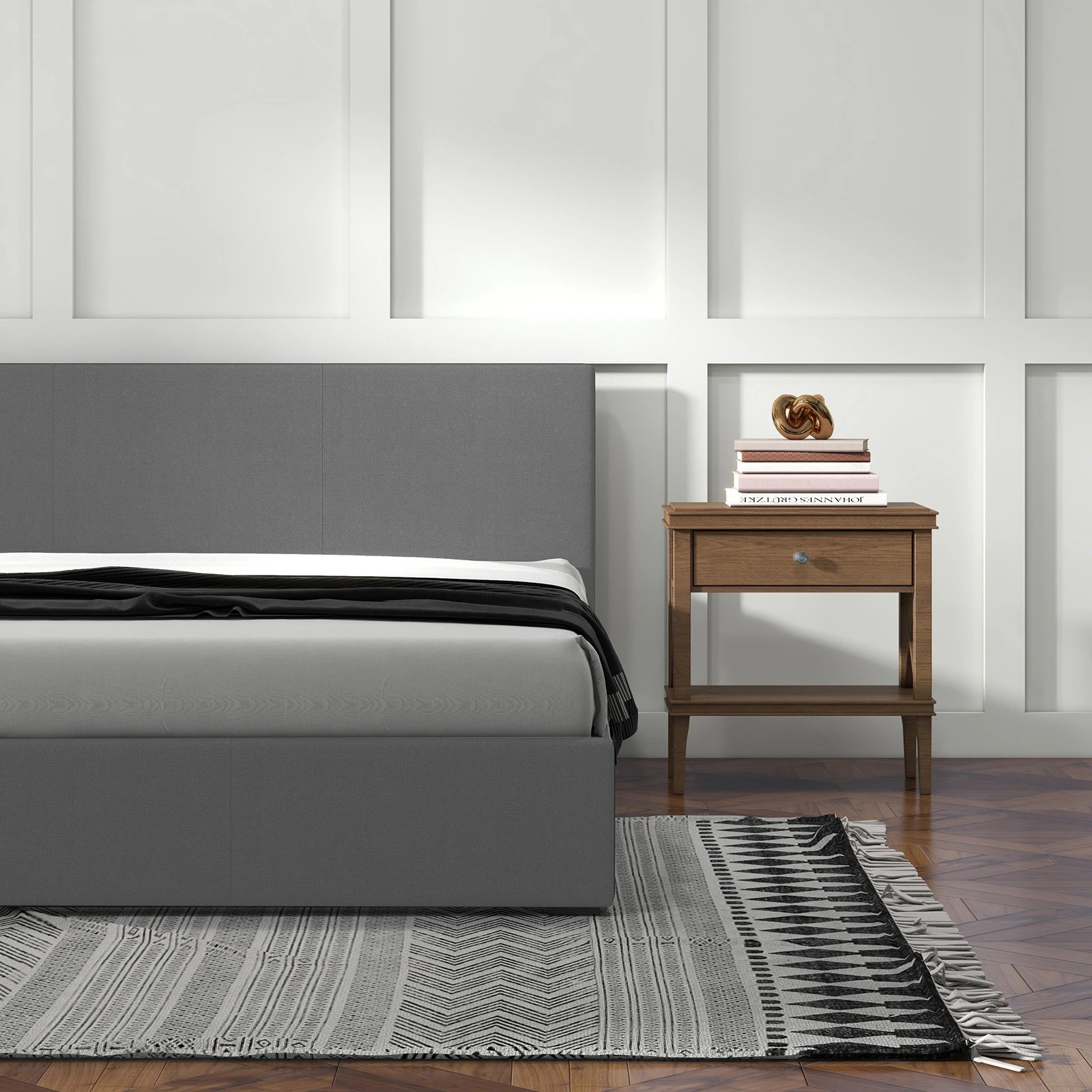 6 Milano Décor Sienna Luxury Bed Frame Base And Headboard Solid Wood Padded Fabric - Grey, 6 of 10