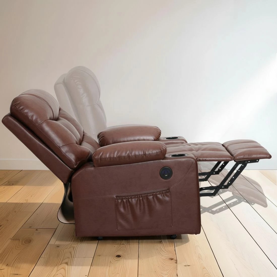 4 Artiss Recliner Chair Lift Assist Heated Massage Chair Leather - Brown, 4 of 4
