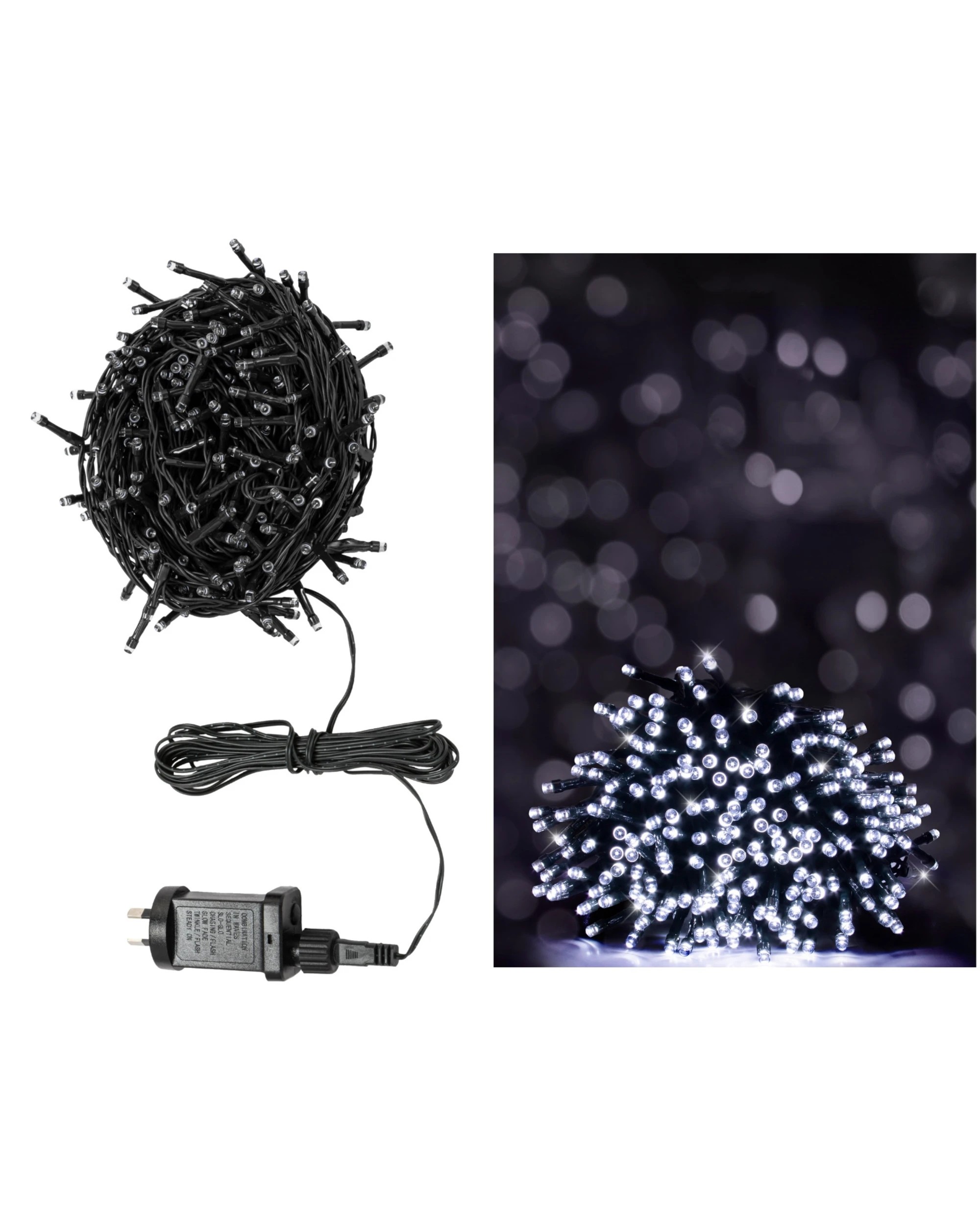 1 Uncle Bills 200 Cool LED 7 Function Fairy Lights 11.9m - White, 1 of 2