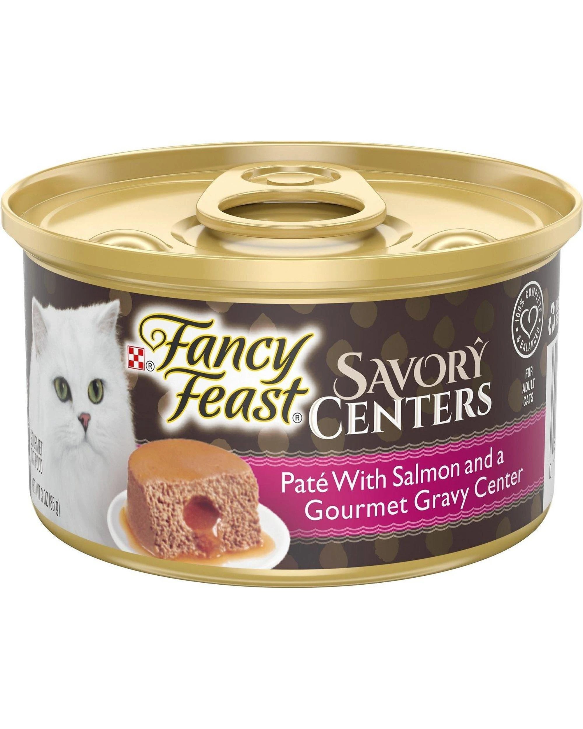 1 Fancy Feast Savory Center Wet Cat Food Pate w/ Salmon & Gourmet Gravy 24 x 85g, 1 of 1