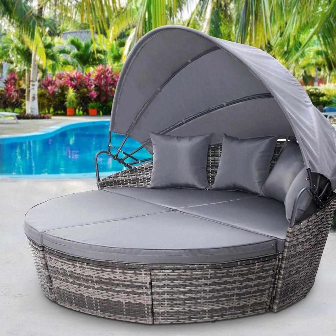 3 Gardeon Sun Lounge Setting Wicker Lounger Day Bed Outdoor Furniture Patio - Grey, 3 of 8