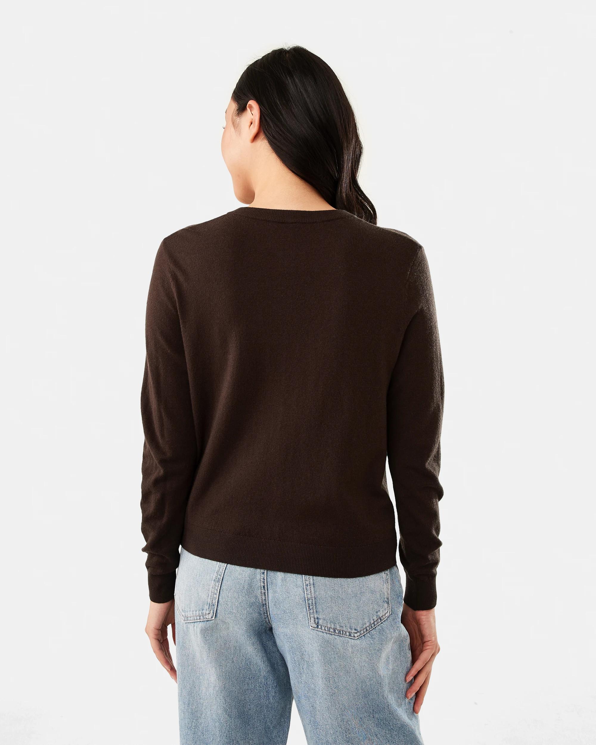 3 Lightweight Crew Neck Cardigan Melt Brown, 3 of 6