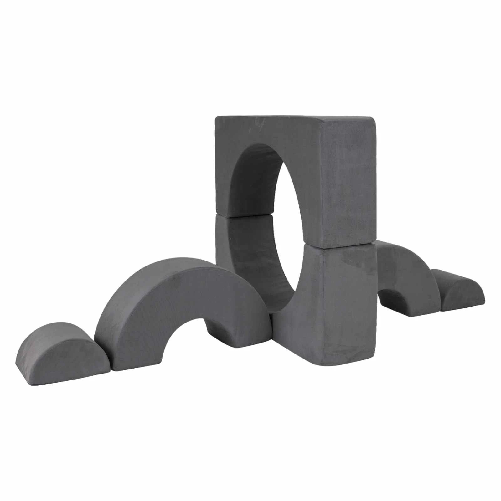 1 Costway 6 Piece Crawl & Climb Foam Play Set Climbing Blocks Soft Toy - Grey, 1 of 3