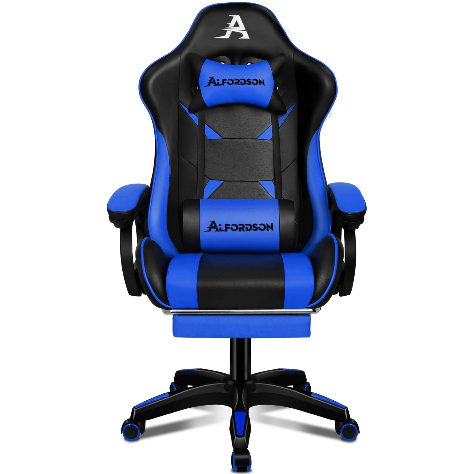 5 Alfordson Gaming Office Chair Massage Racing Computer Seat Footrest Leather - Blue, 5 of 10