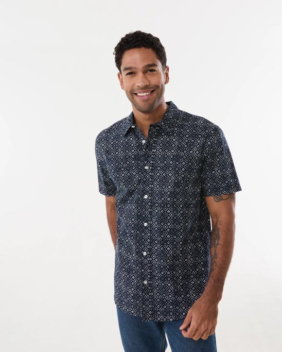 Short Sleeve Textured Print Shirt