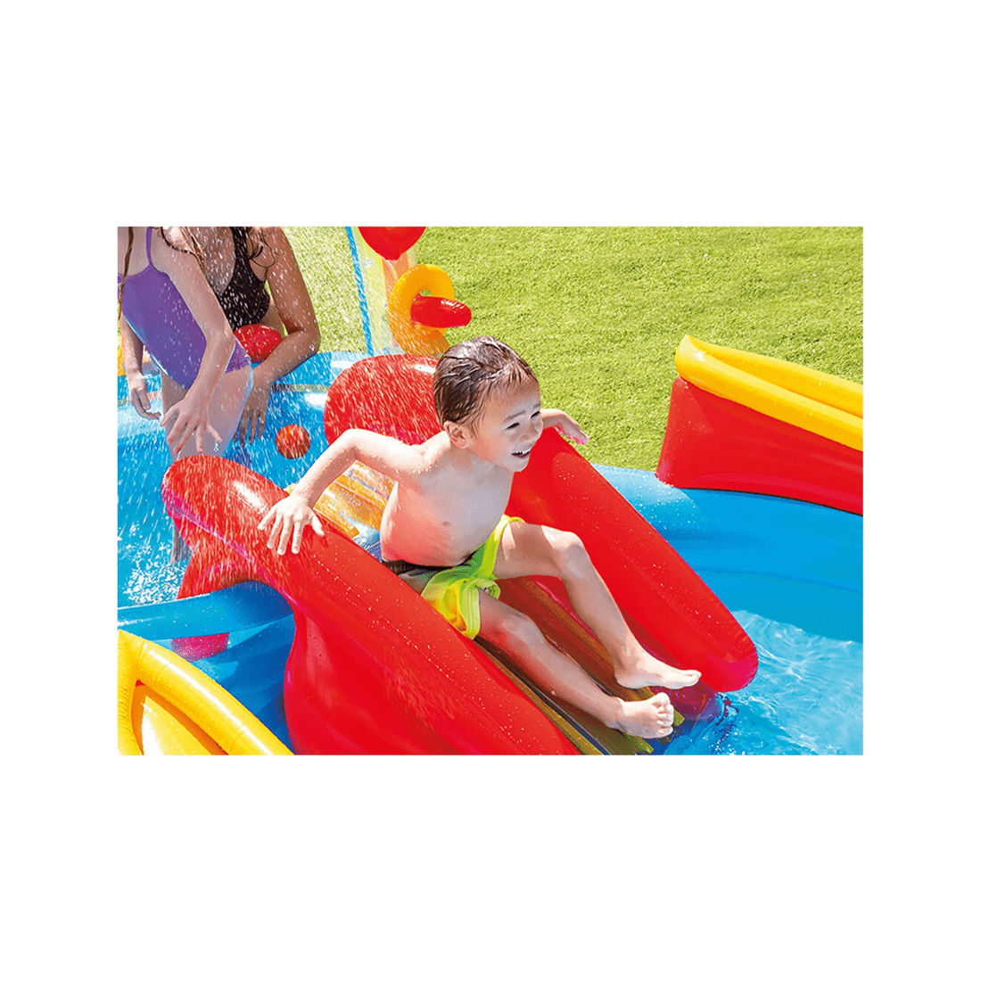 2 Intex Rainbow Ring Play Centre Water Slide Inflatable Pool Water Games - Multi, 2 of 7