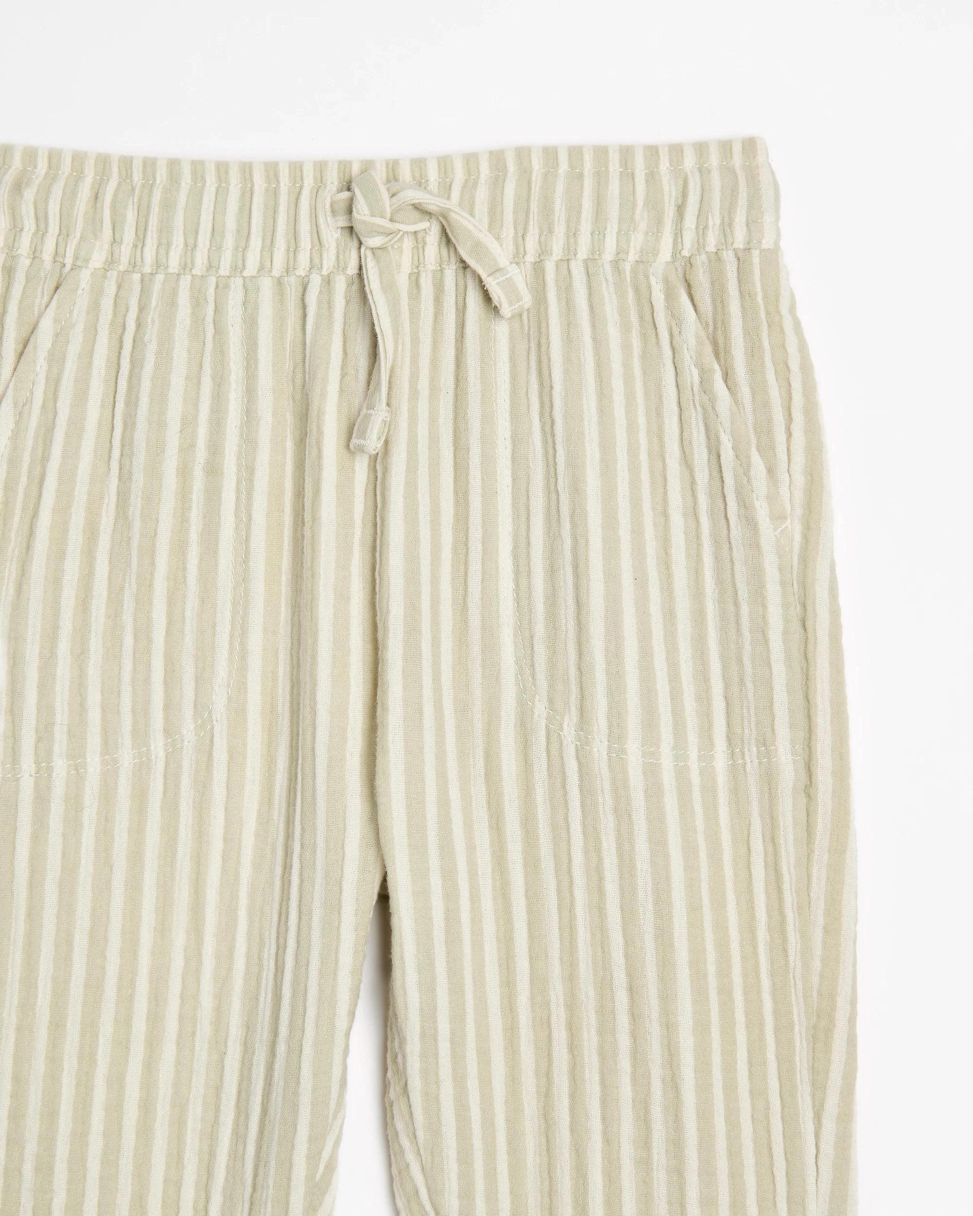 2 Target Baby Muslin Pants CREAM/GREEN STRIPE, 2 of 3