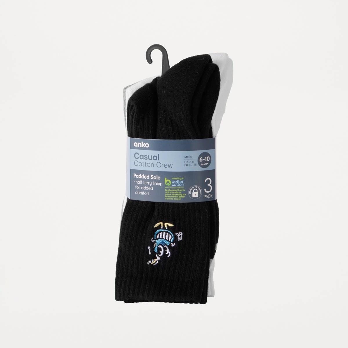 3 3 Pack Ribbed Crew Embroidered Socks MUSIC SOCKS, 3 of 3