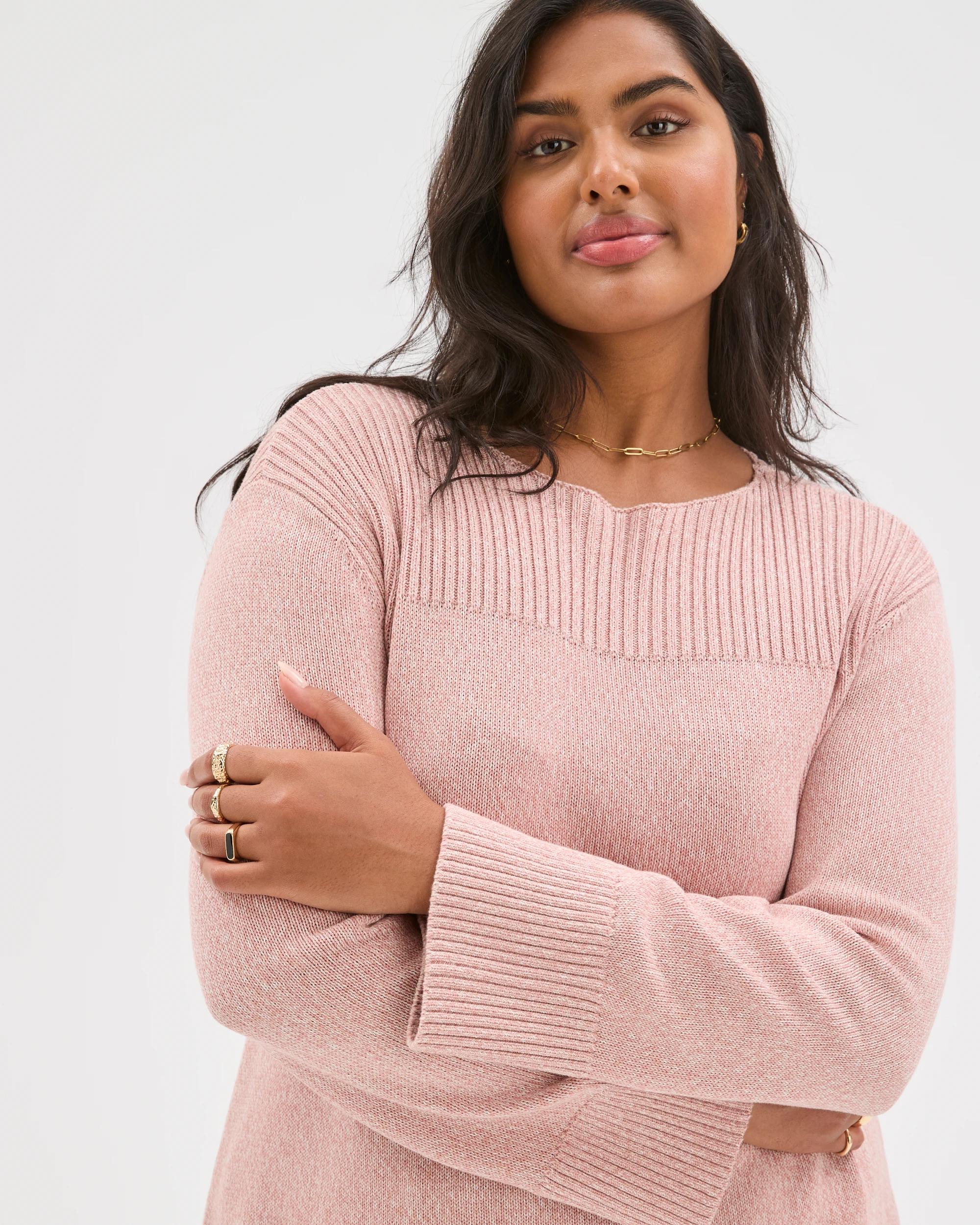 5 Target Curve Plus Size Australian Cotton Blend Ottoman Twist Jumper SOFT BLUSH TWIST, 5 of 7