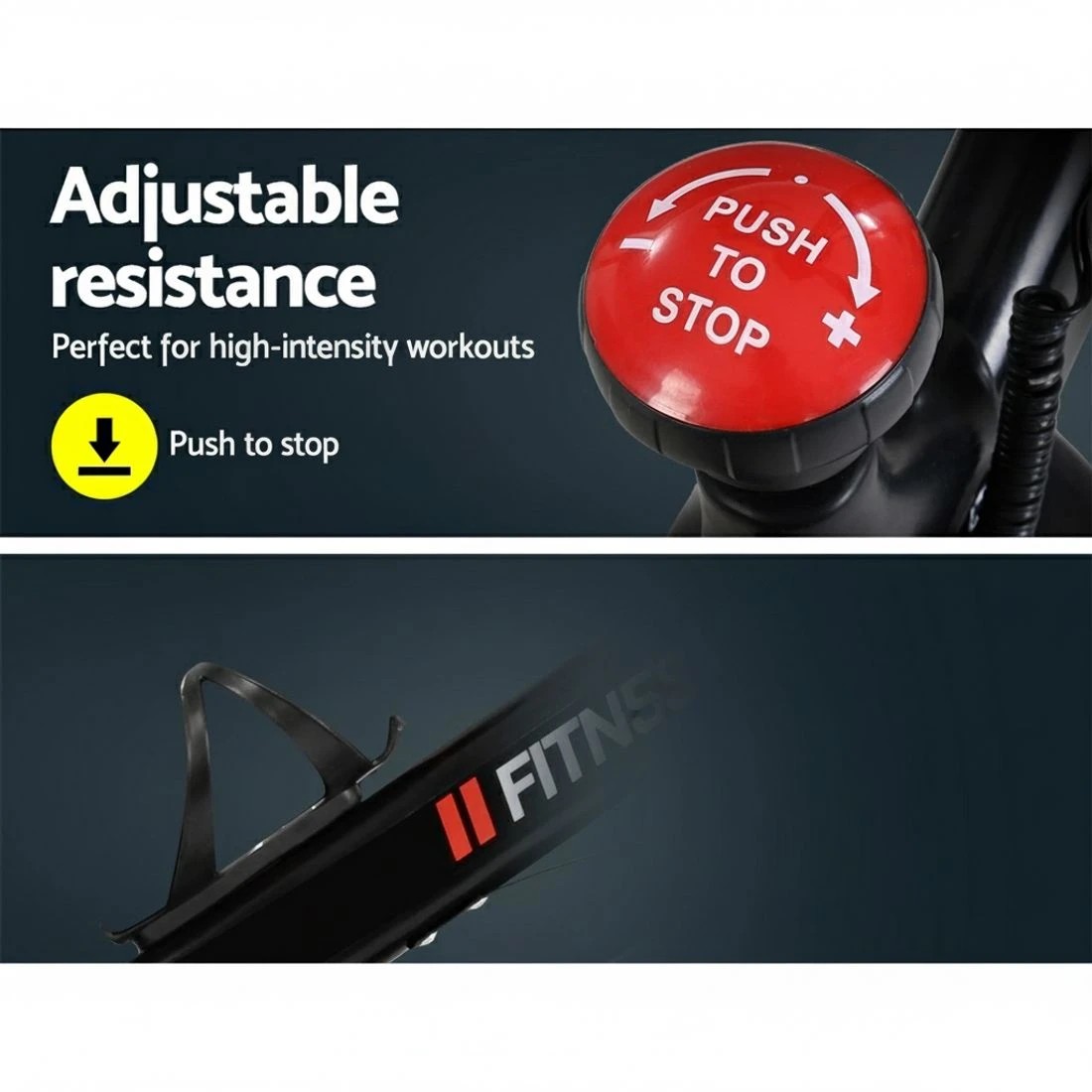 5 Everfit Spin Bike Exercise Bike Flywheel Cycling Home Gym Fitness 120kg - Black, 5 of 6