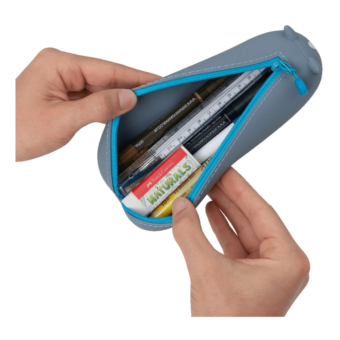 2 PuniLabo Lying Down Pencil Case Grey Cat, 2 of 10