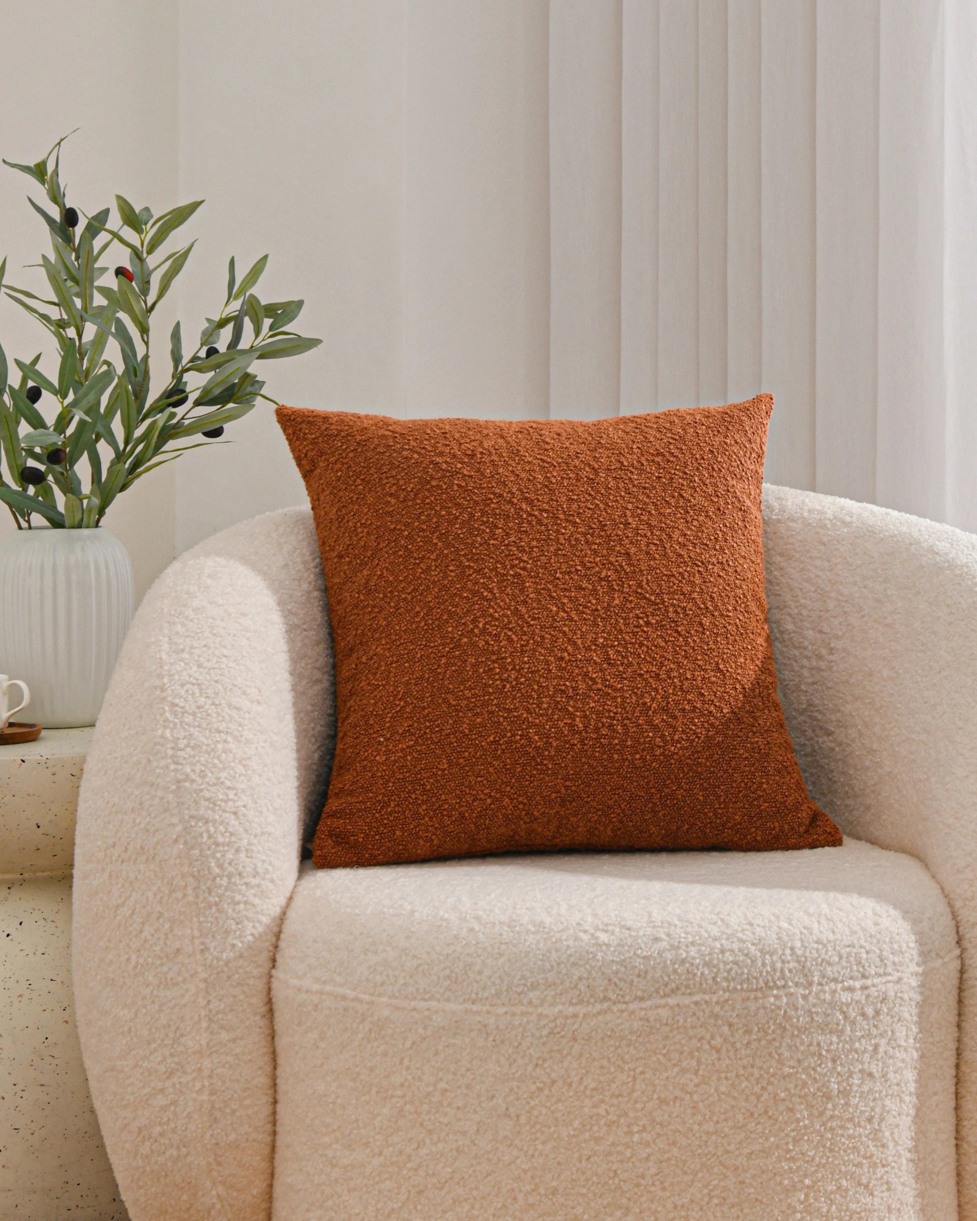 2 Cadence & Co. Blake Boucle Cushion 50x50cm - Rust, 2 of 6