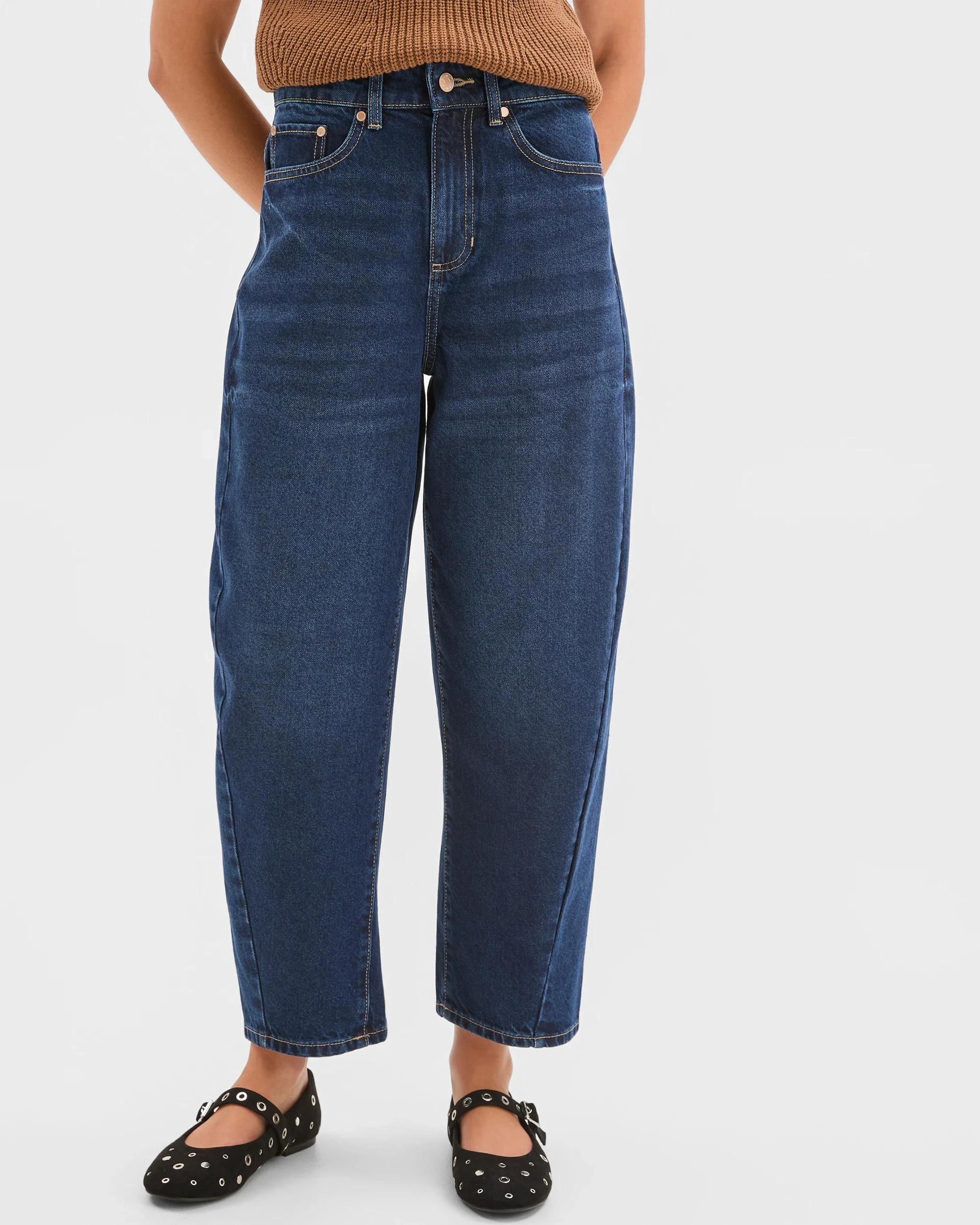 2 Target Petites Petites Denim Forward Seam Barrel Leg Jeans VINTAGE INDIGO, 2 of 6