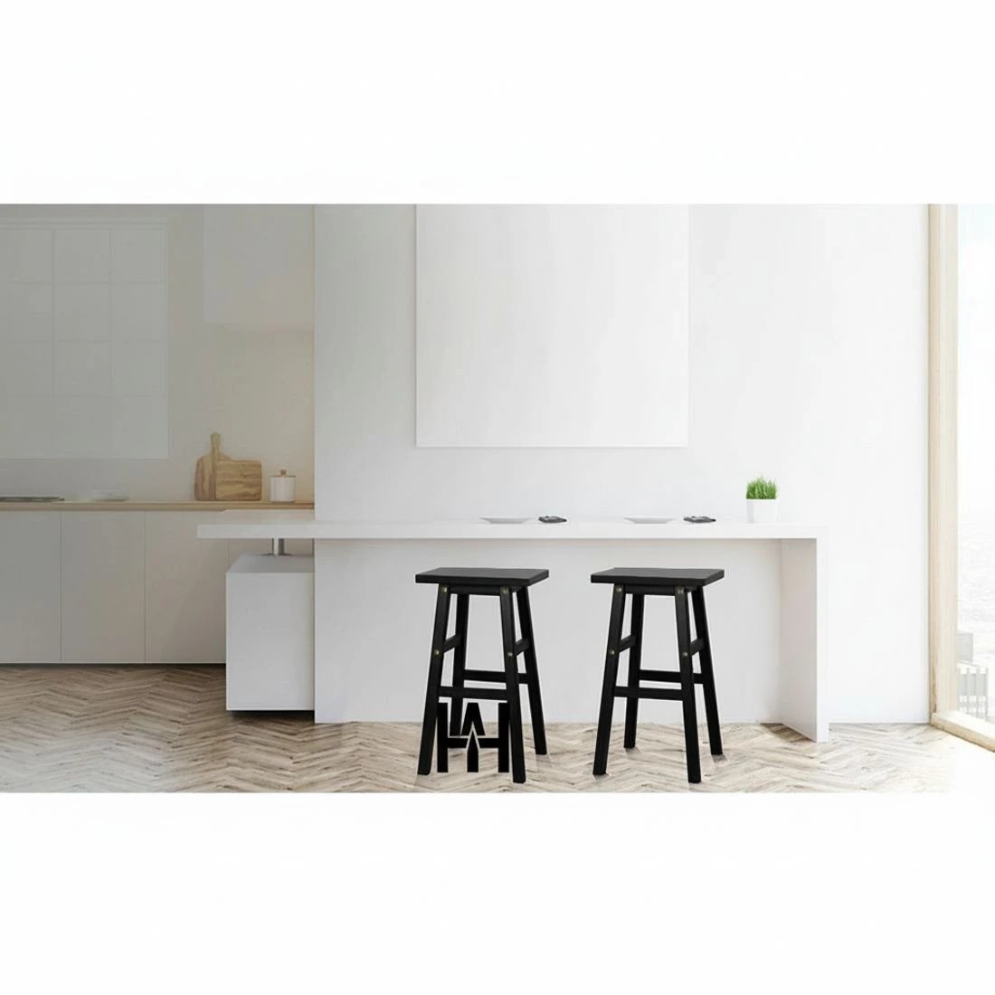 5 Artiss 2x Bar Stools Kitchen Chairs Wooden - Black, 5 of 8