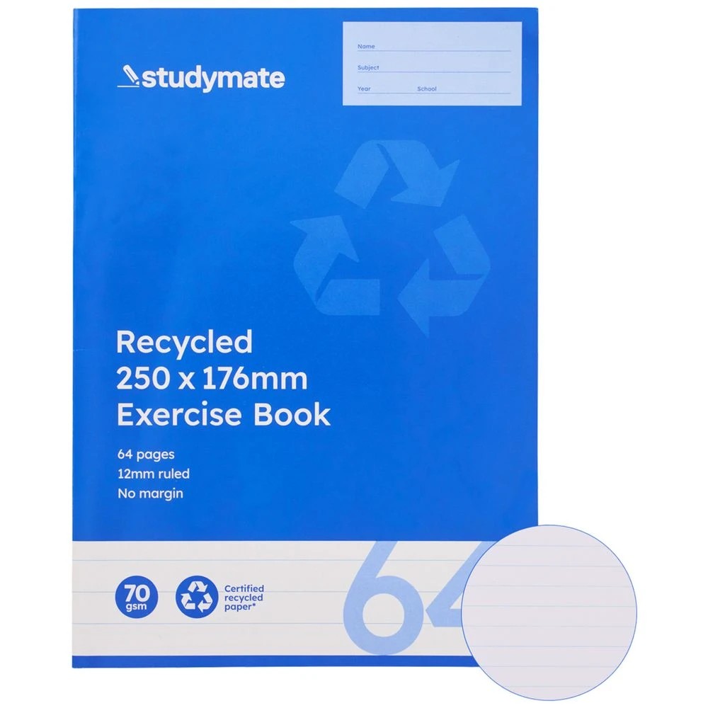 1 Studymate 250x176 Recycled 12mm NSW Exercise Book 64 Page, 1 of 4