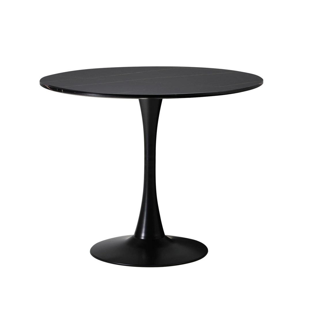 5 Oikiture 90cm Dining Table Kitchen Swivel Marble Tulip Round Metal Leg
 - Black, 5 of 9