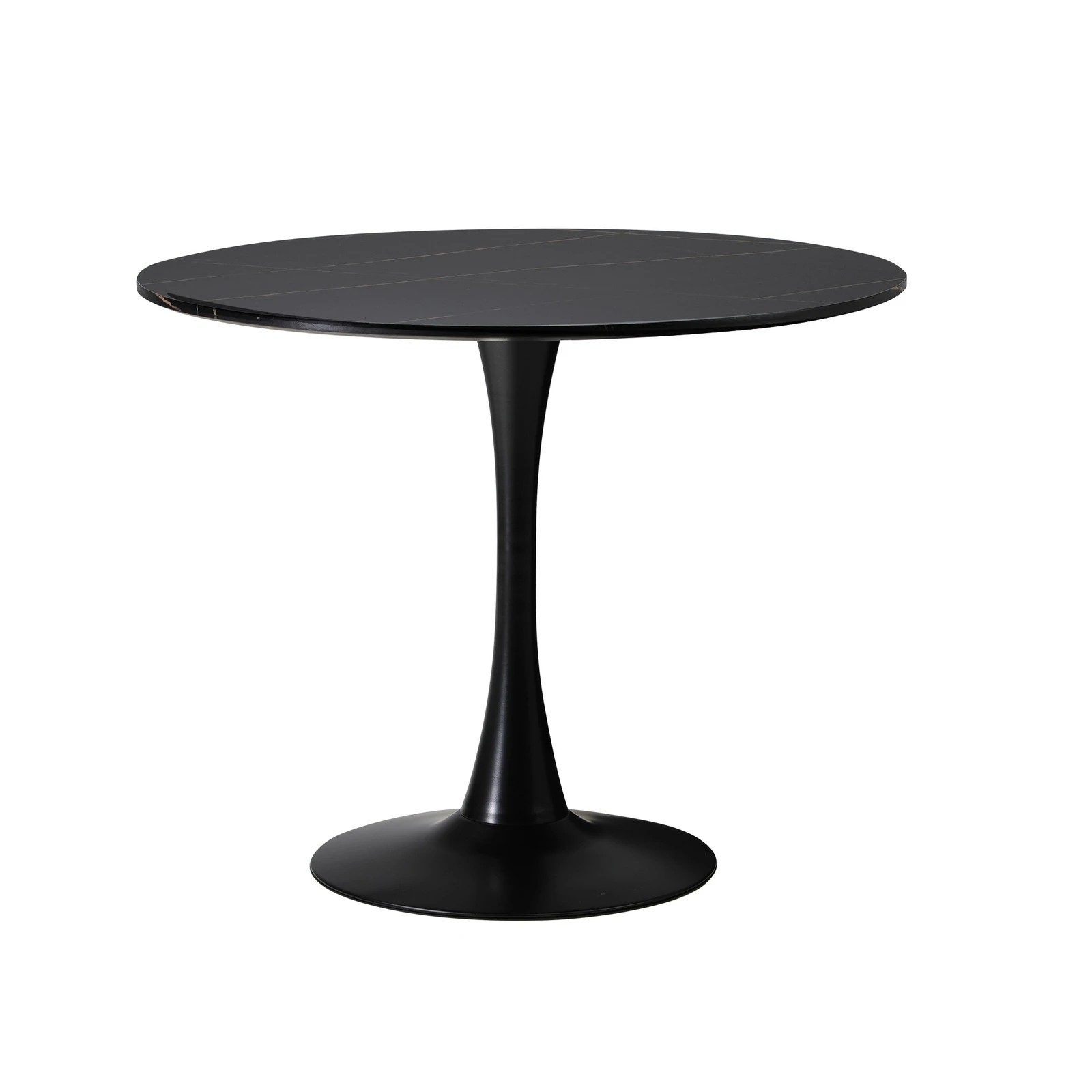 5 Oikiture 90cm Dining Table Kitchen Swivel Marble Tulip Round Metal Leg
 - Black, 5 of 9