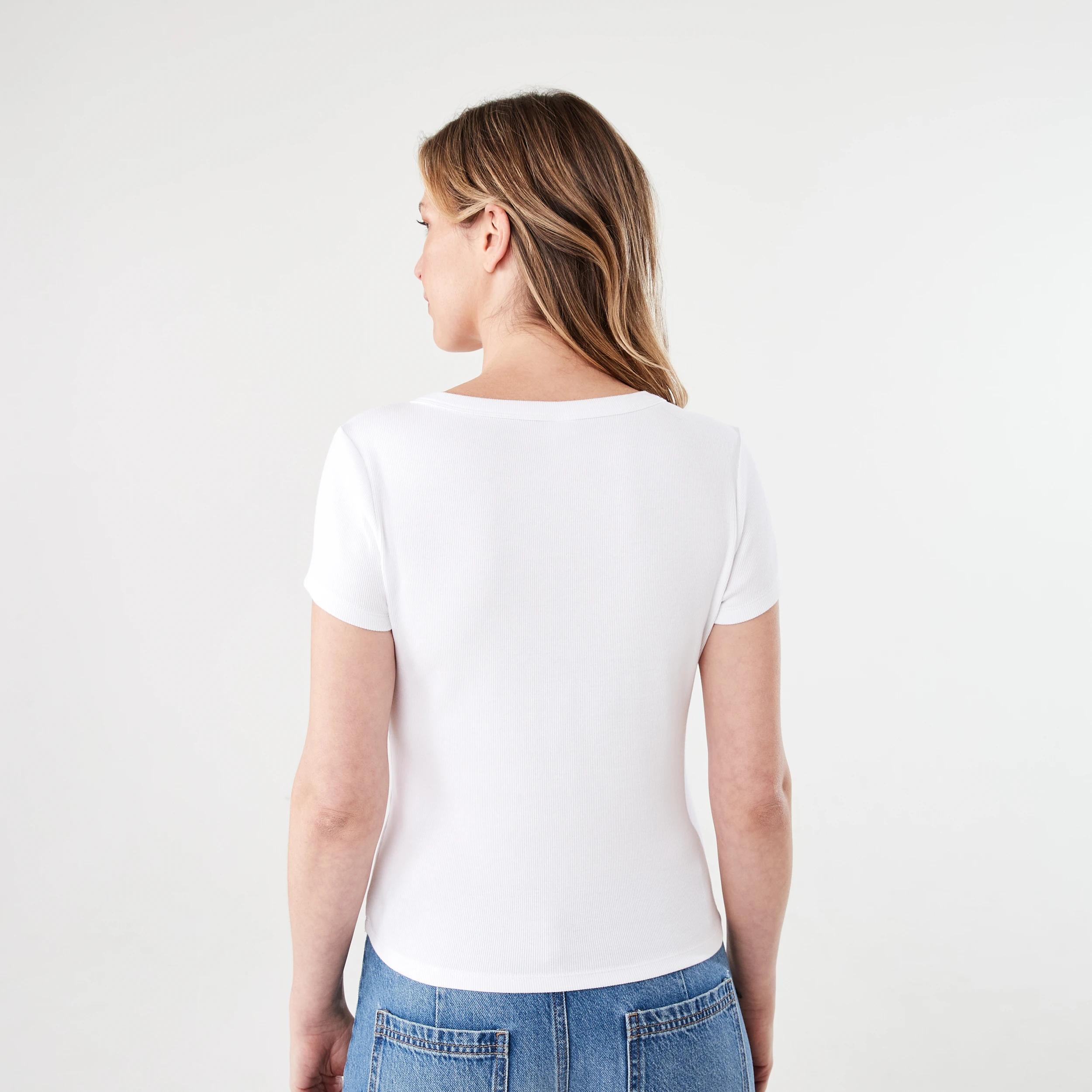 3 Short Sleeve Rib Henley T-shirt WHITE, 3 of 5