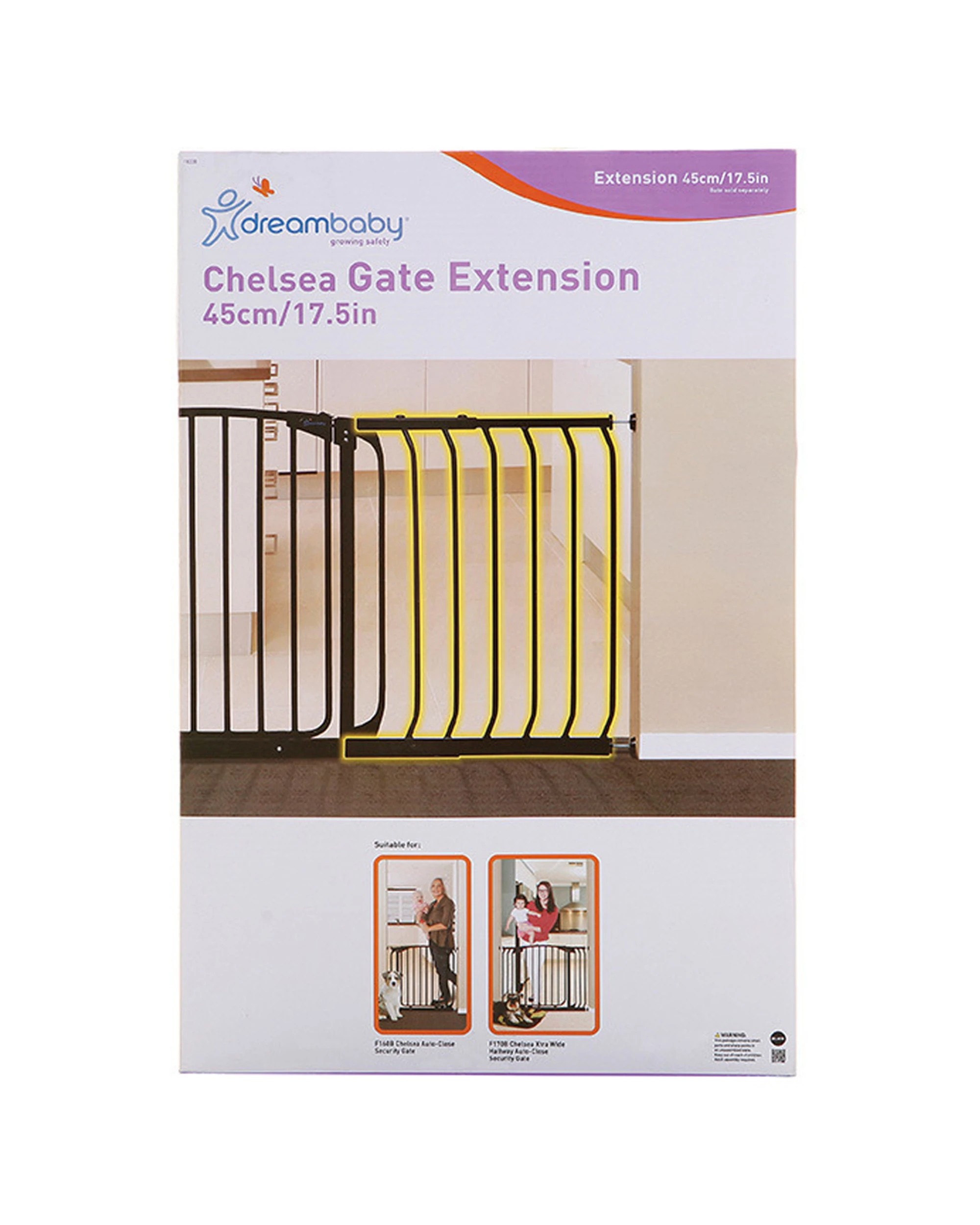 2 Dreambaby Chelsea Extension For Baby Safety Gate Extra Wide Opening 45cm - Black, 2 of 2