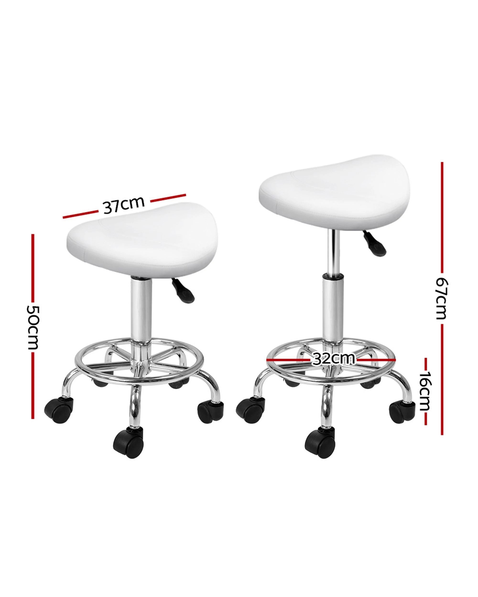 2 Artiss Salon Stool Saddle Swivel Chair - White, 2 of 4