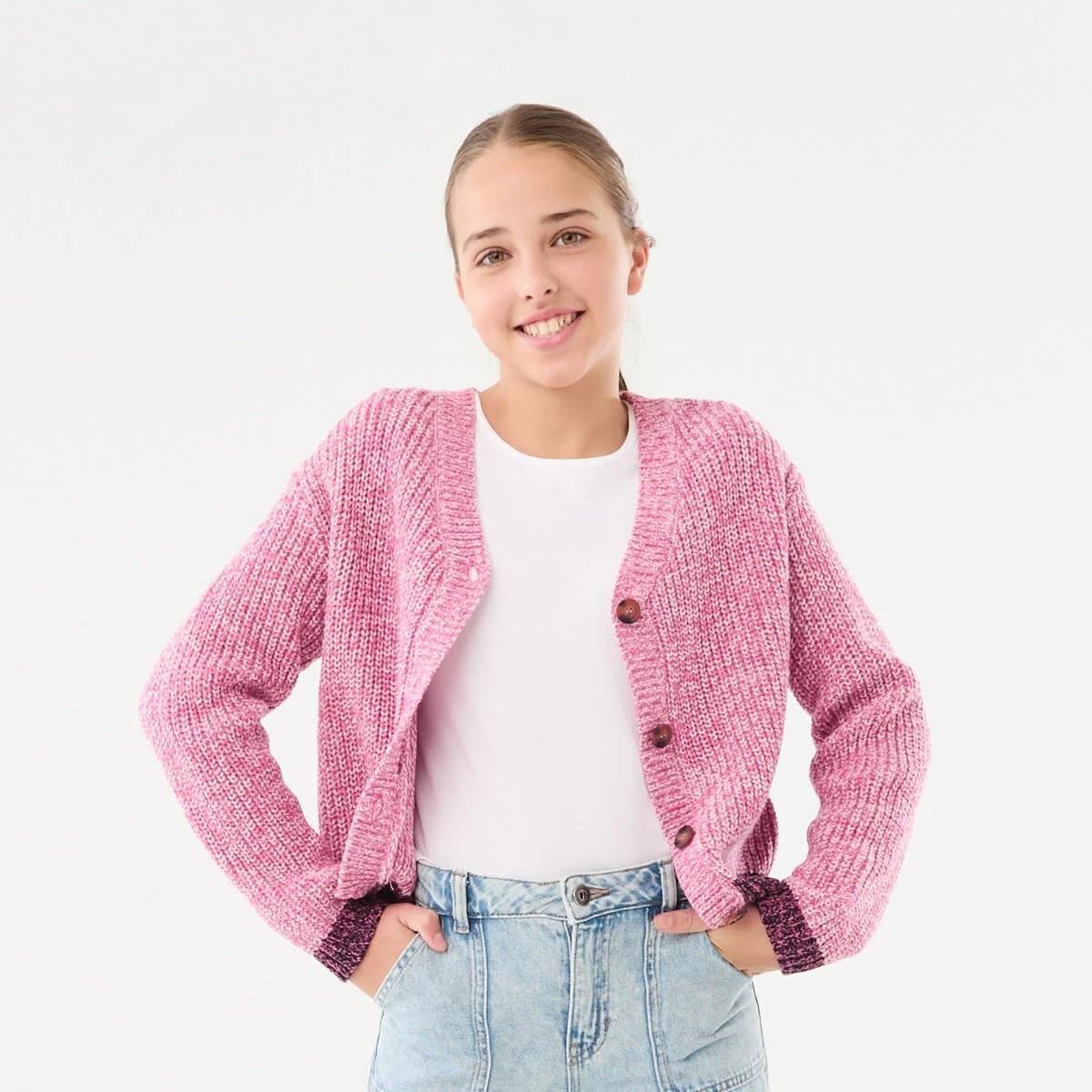1 Button Through Cardigan Space Pink, 1 of 10