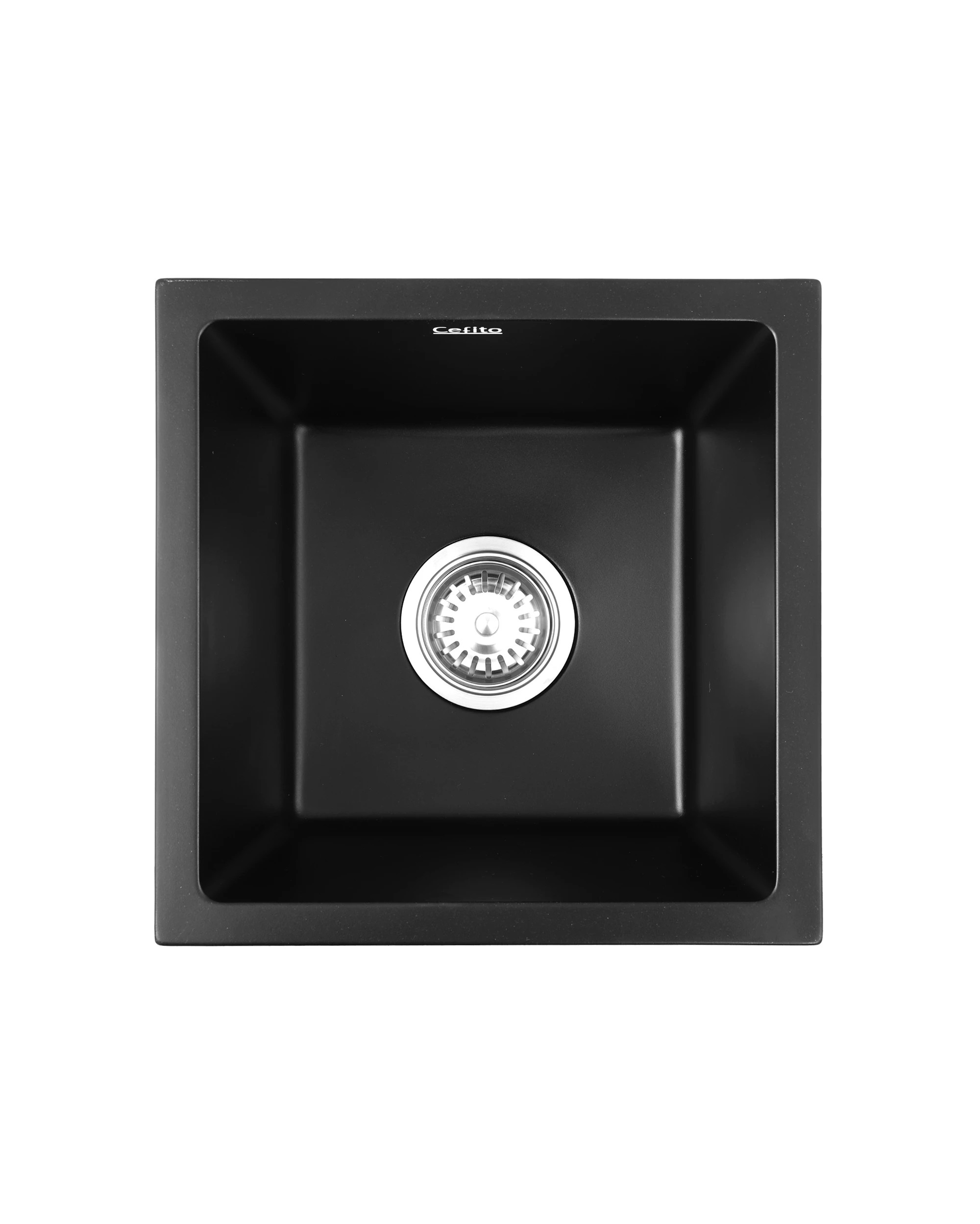 1 Cefito Kitchen Sink 38x38cm Granite Stone Sink Single Bowl - Black, 1 of 6