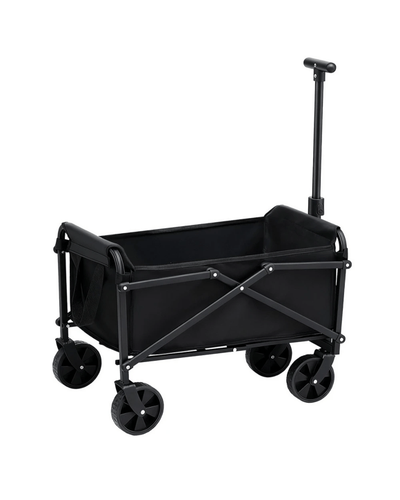 Gardeon Garden Cart Folding Trolley Camping Wagon Barrow Outdoor Beach - Black
