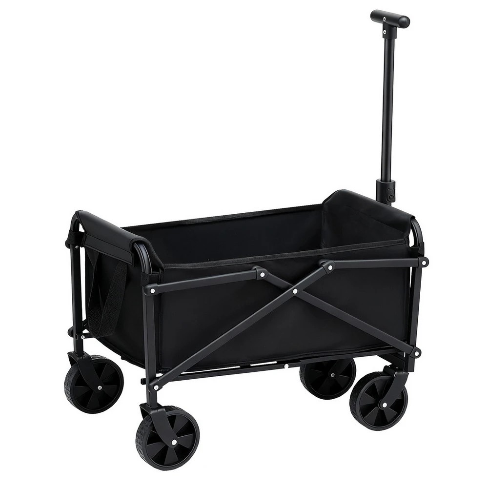 1 Gardeon Garden Cart Folding Trolley Camping Wagon Barrow Outdoor Beach - Black, 1 of 8