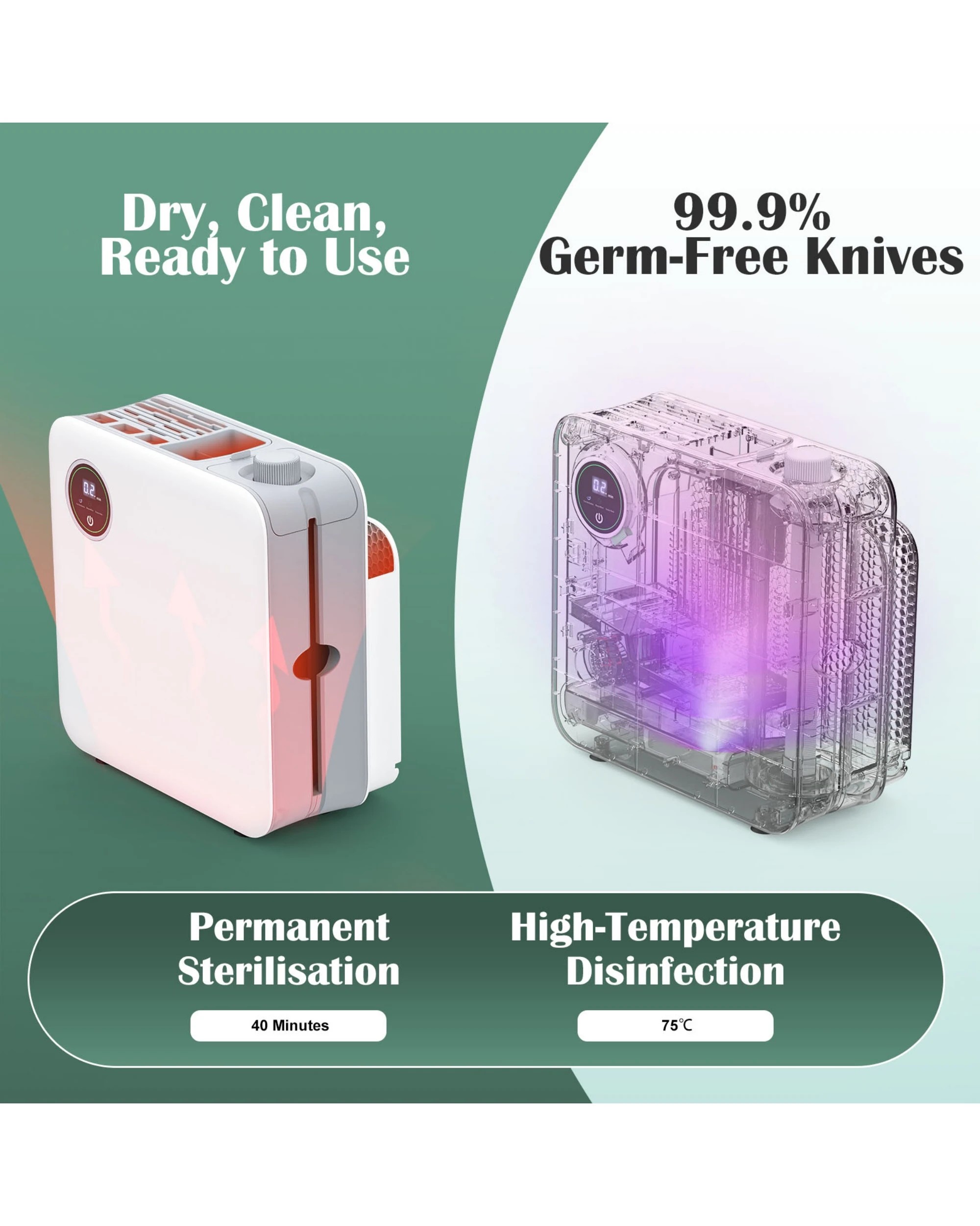 3 Advwin Knife Sterilizer And Sharpener Station, Kitchen Cutlery Disinfection Rack With 3 Modes, 3 of 7