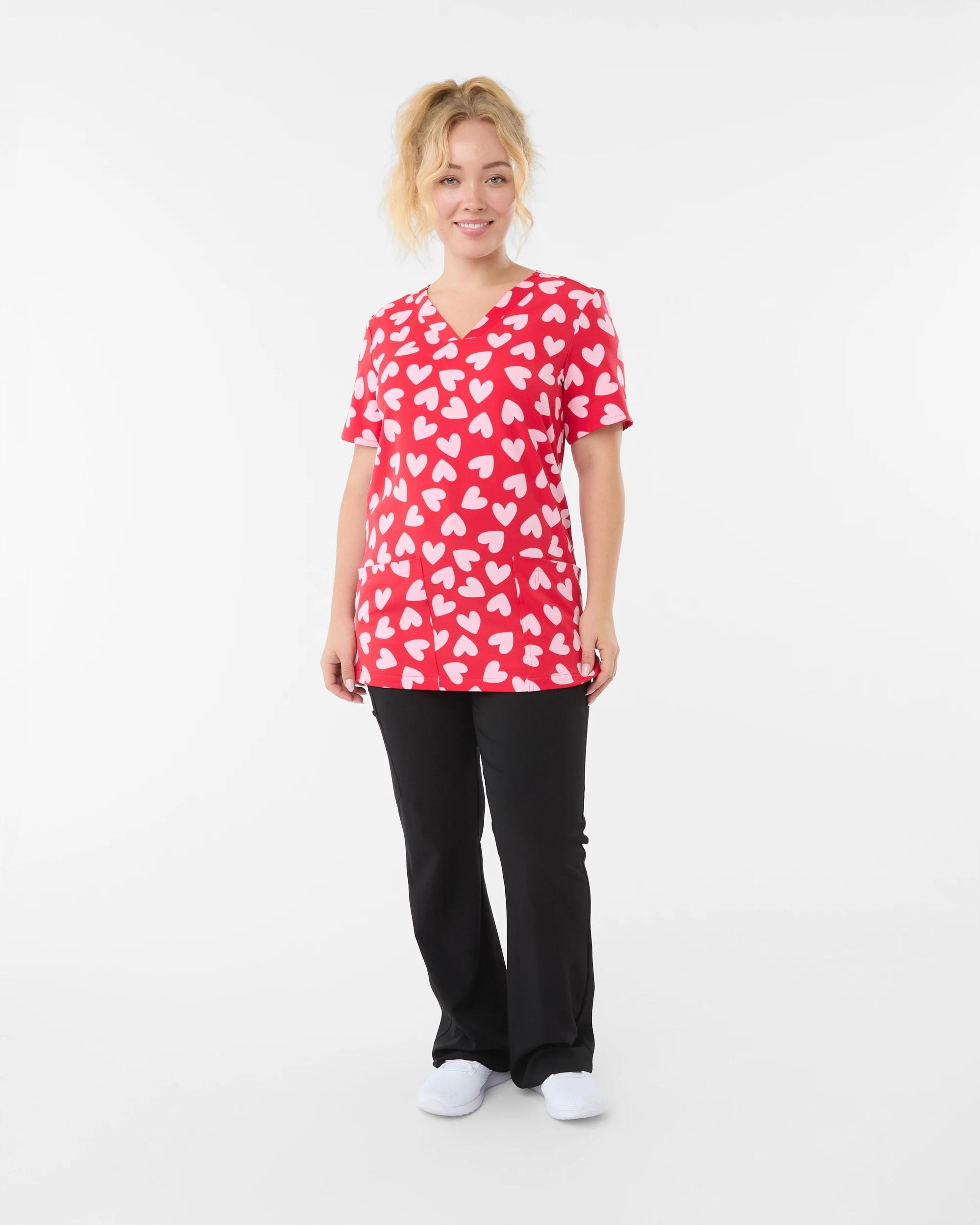 1 Scrub Top Red Hearts, 1 of 10
