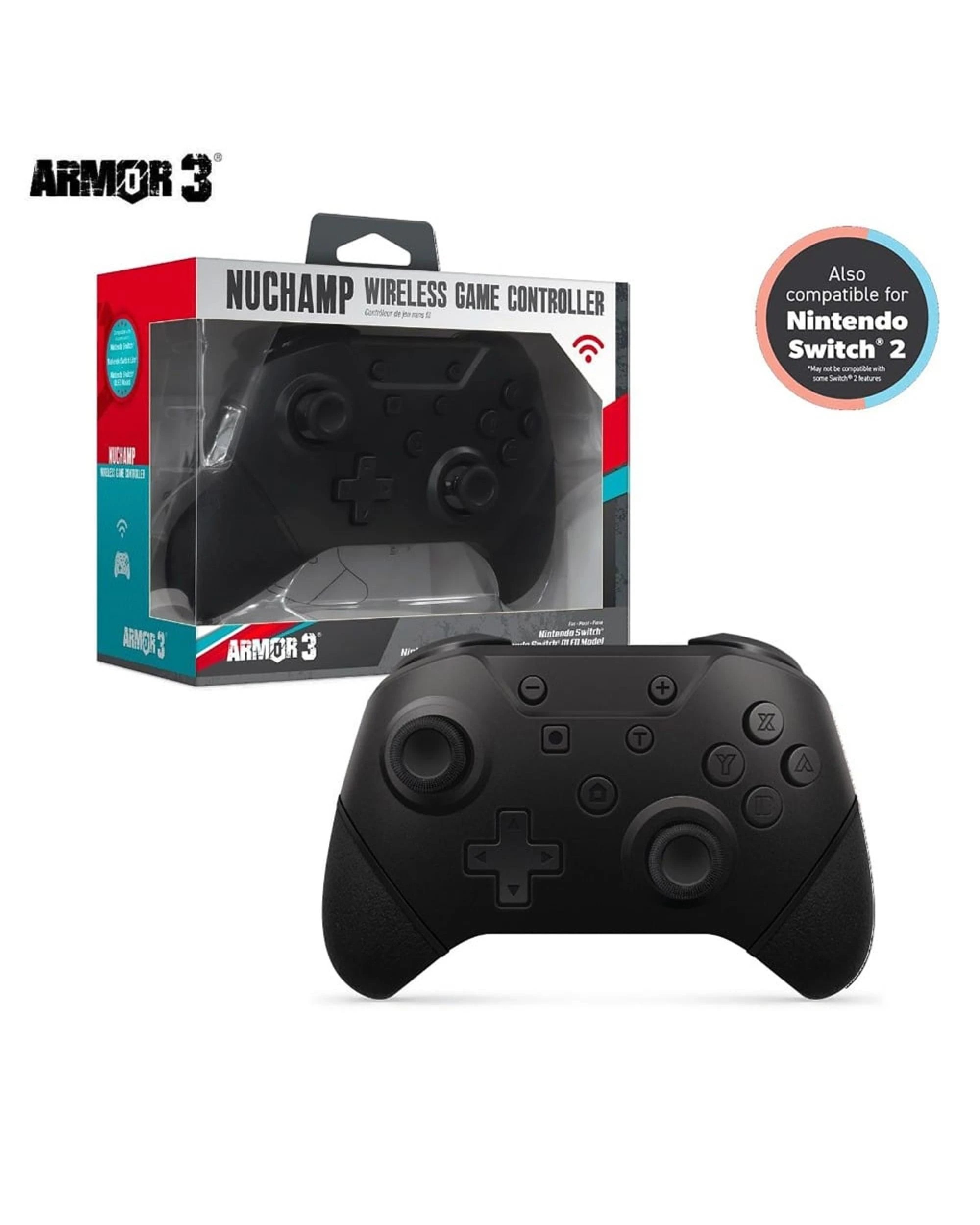2 Armor 3 Nuchamp Wireless Game Controller for Nintendo Switch - Black, 2 of 6