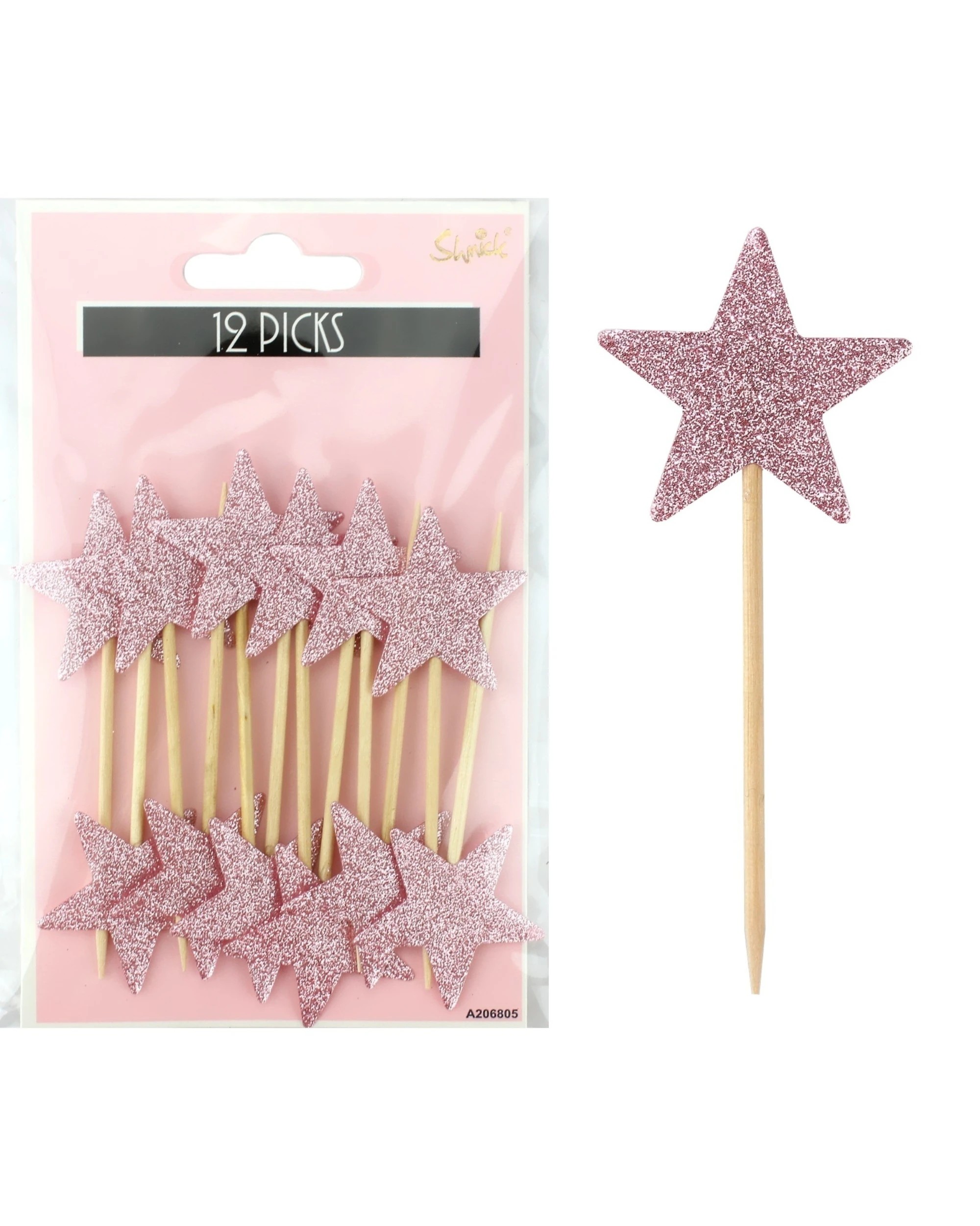 1 Oceana Glitter Luxe Star Picks Pack of 12 - Pink, 1 of 1