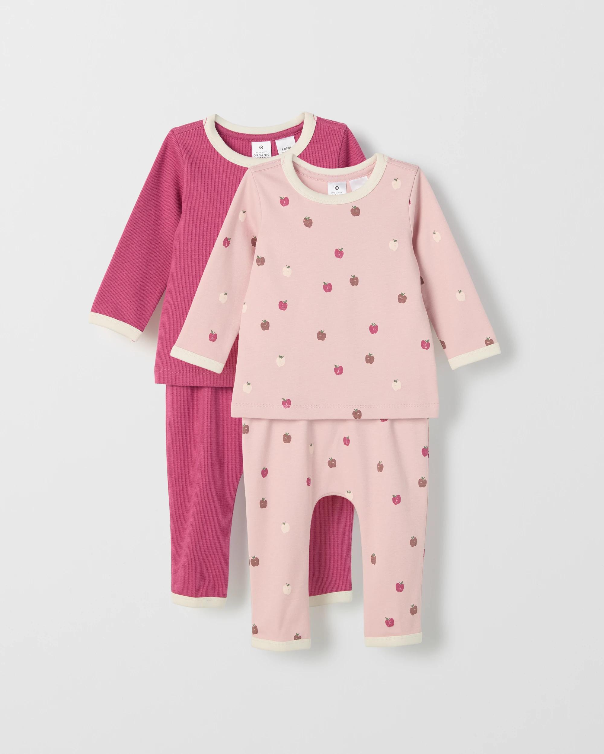 1 Target Baby Baby Organic Cotton 2 Pack Knit Pyjama Set APPLES, 1 of 5