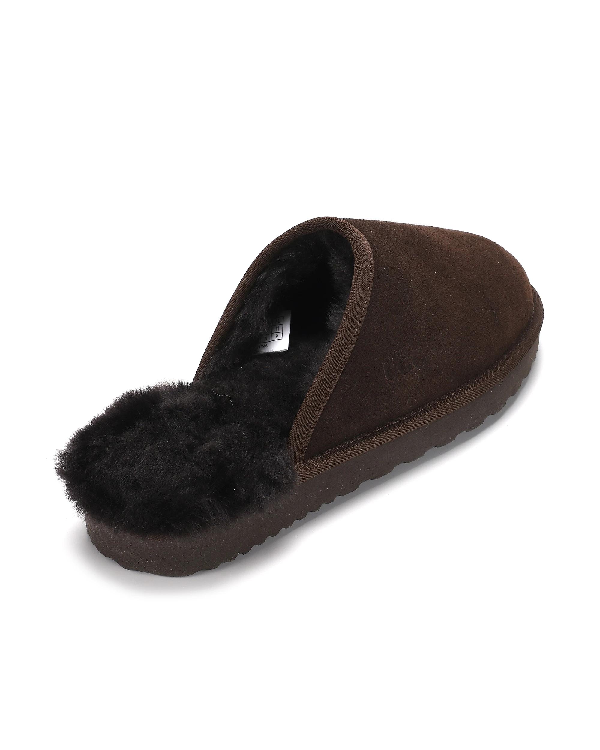 6 AUS WOOLI Sheepskin Wool Manly Slippers CHOCOLATE, 6 of 6