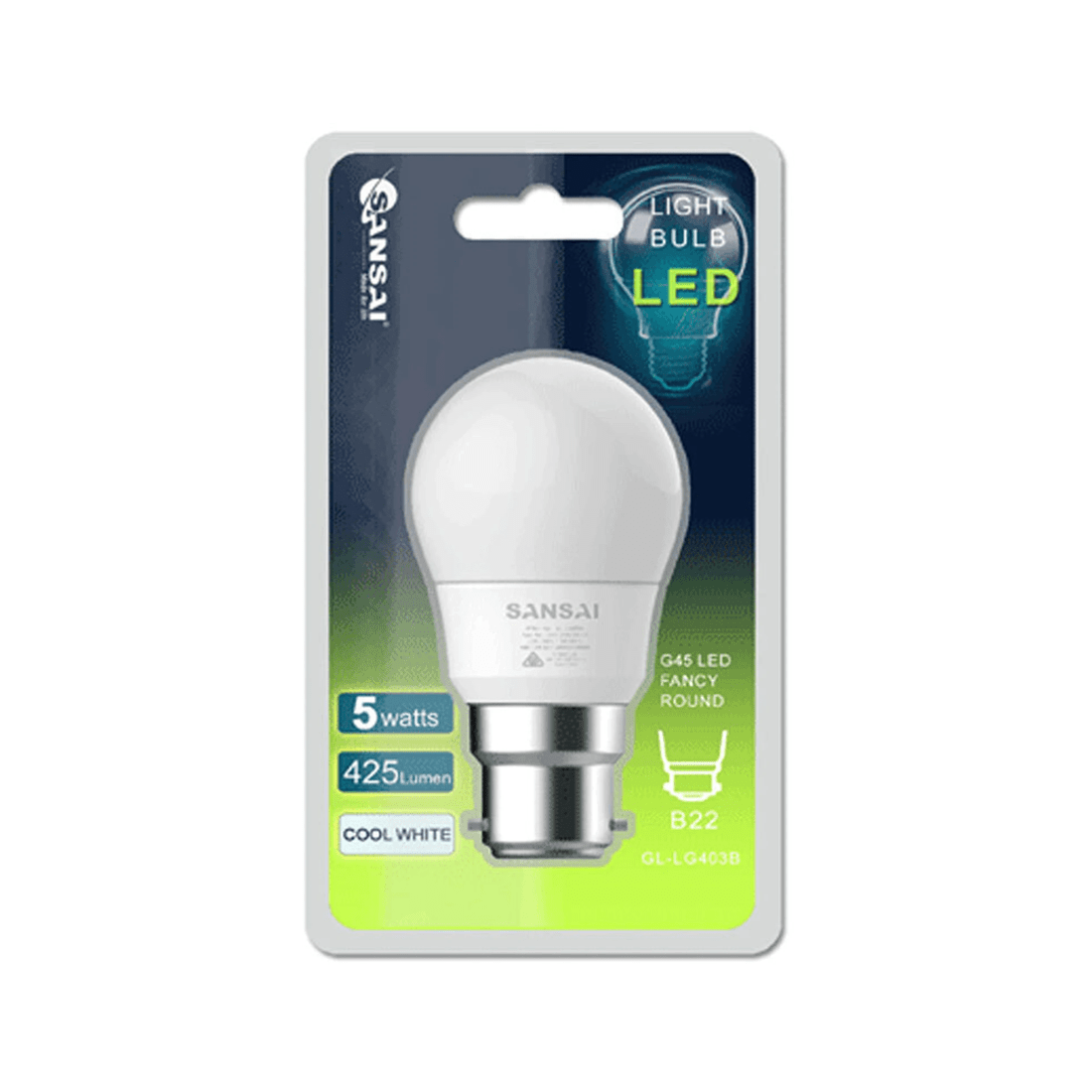 1 Sansai Fancy Round Led 425lm Light Bulb G45 5w B22 Bayonet Cool White 6500k
 - White, 1 of 2
