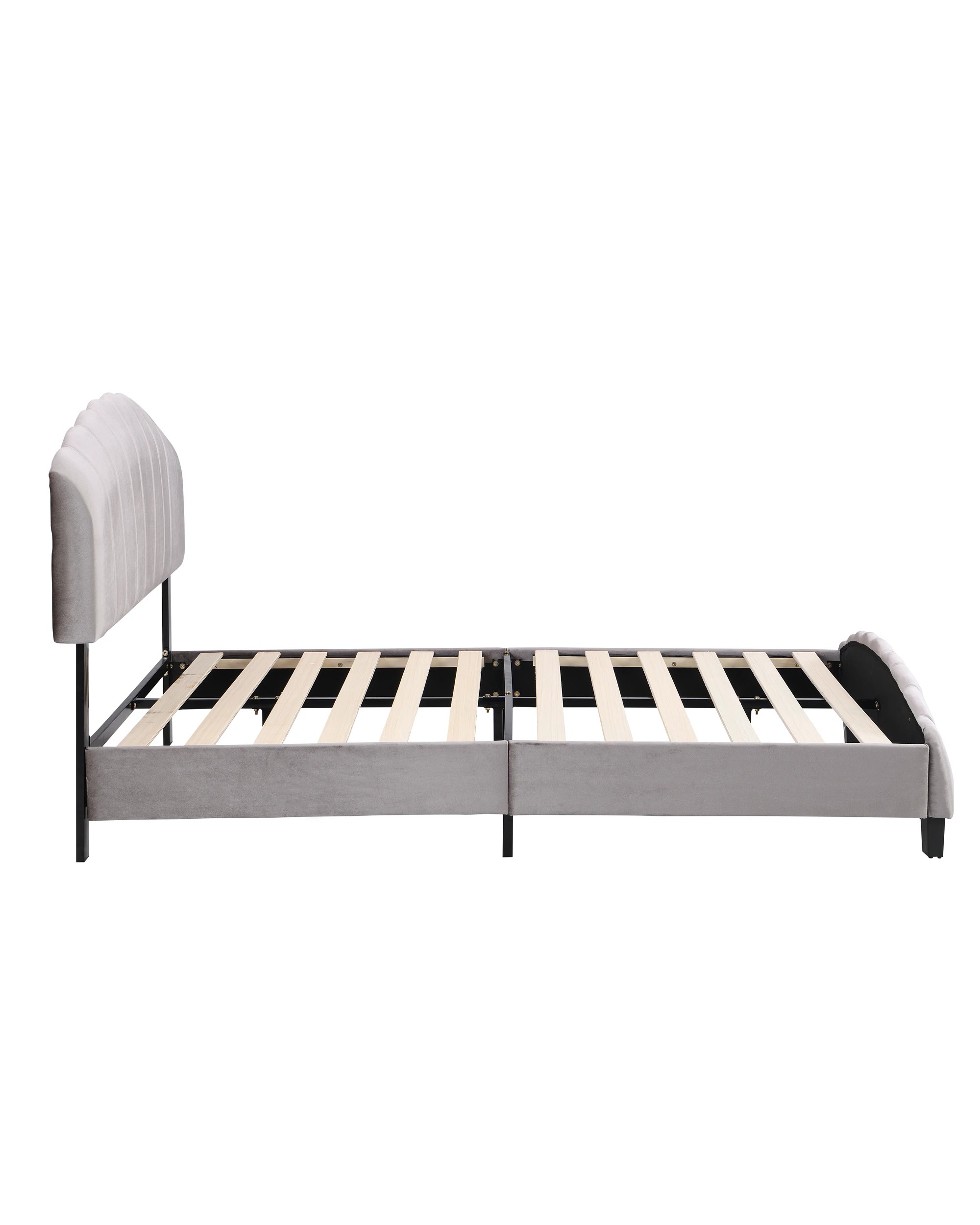 5 IHOMDEC BEF04 Double Size Velvet Shell Headboard Bed Frame Base, 5 of 5
