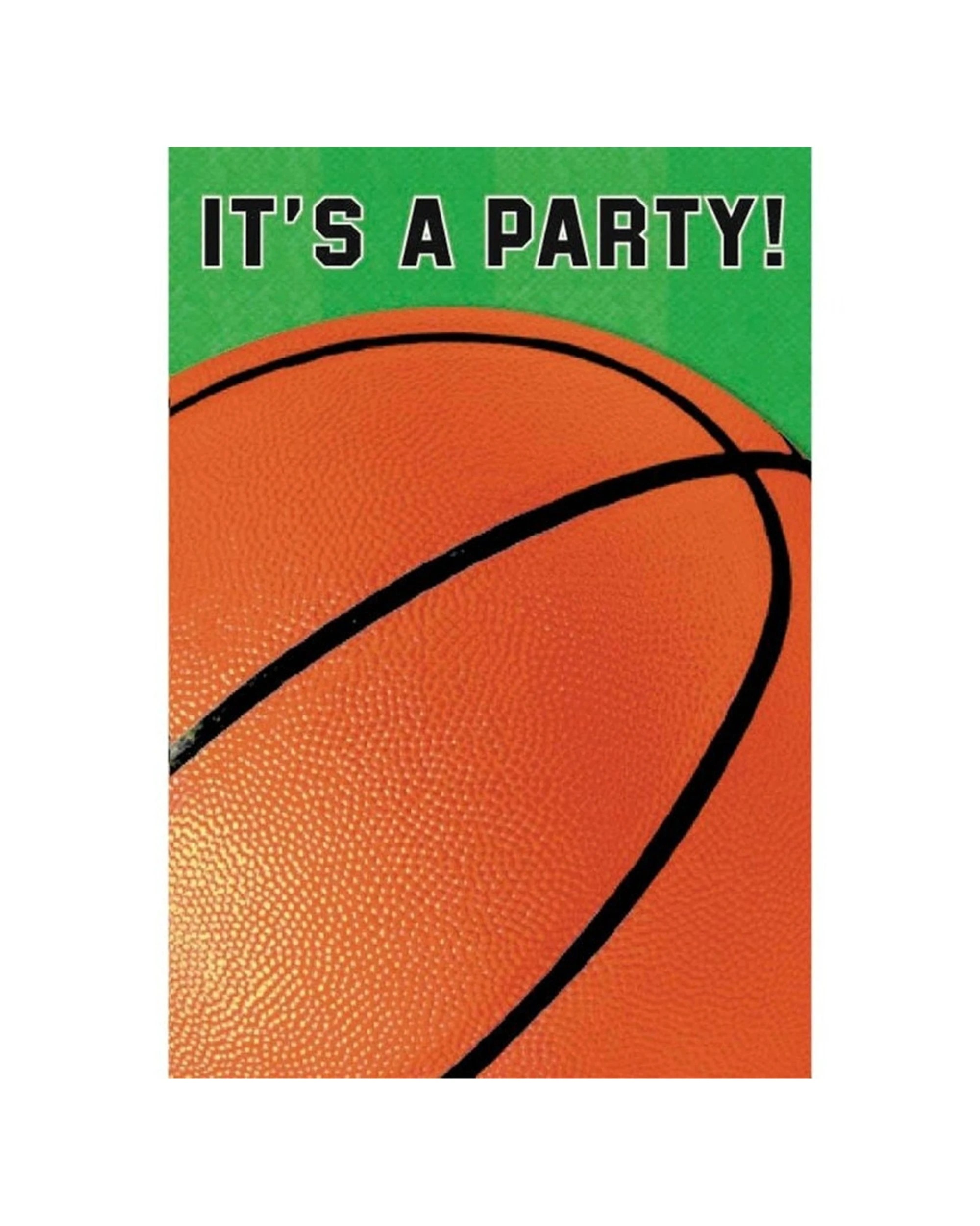 1 Anagram 8pc Basketball Kids Birthday Party Fan Folded Invitations - Multi, 1 of 1