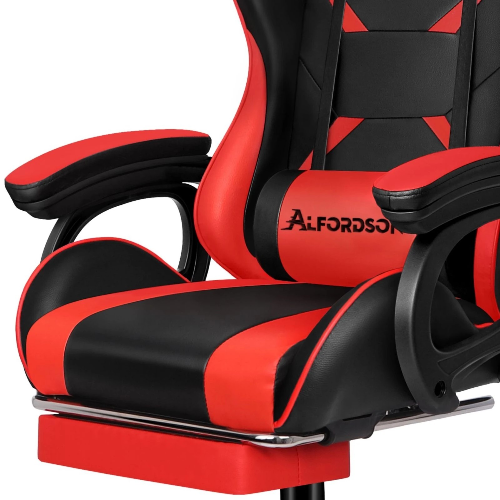 9 Alfordson Gaming Office Chair Racing Massage Computer Seat Footrest Leather - Red, 9 of 10