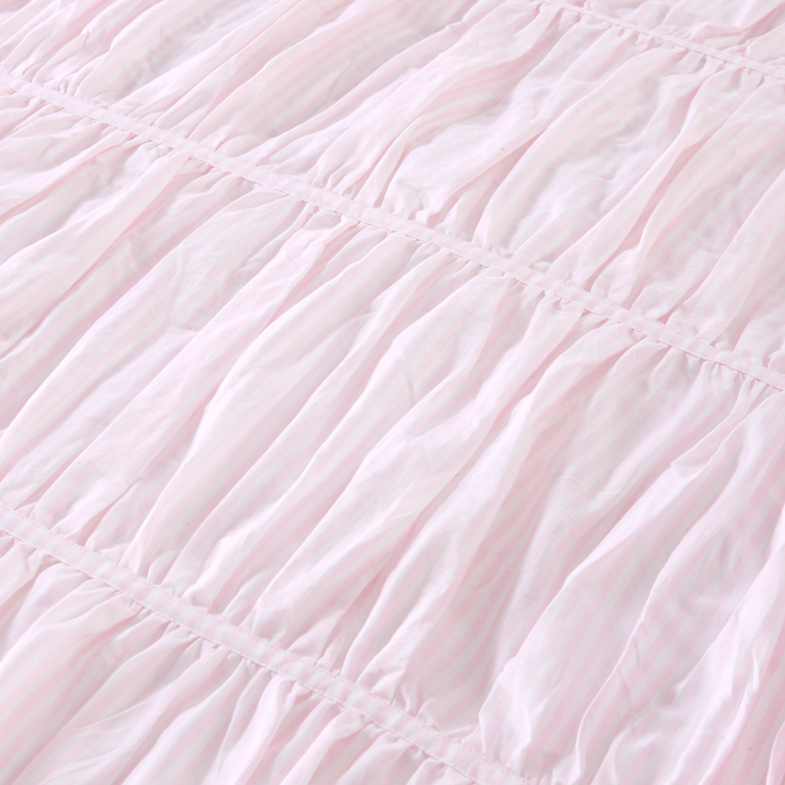 6 Stripe Ruched Cotton Rich Quilt Cover Set - Queen Bed, Pink, 6 of 6
