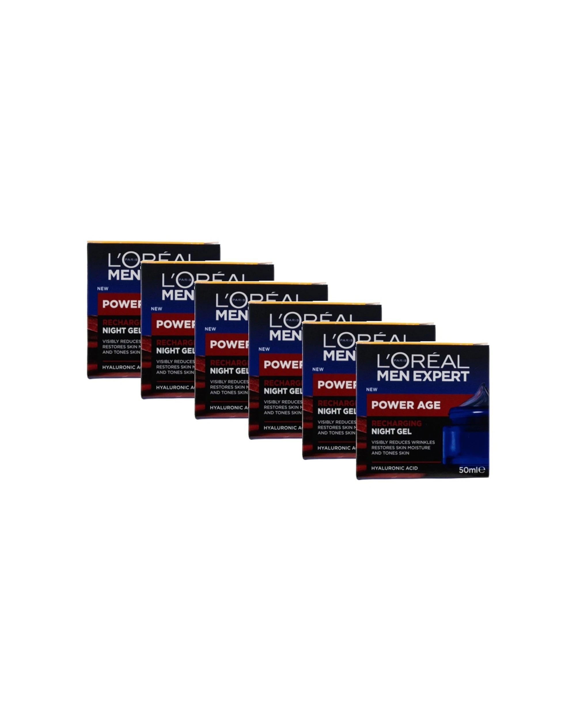 1 Loreal 6PK Men Expert Power Age Recharging Night Gel Skin Care 50ml - Multi, 1 of 4