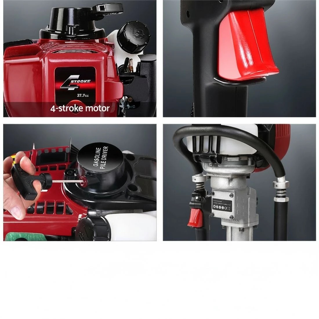 4 Giantz Petrol Post Driver 38CC 4-Stroke Rammer Pile Star Picket Fence Hole Drive - Red, 4 of 6