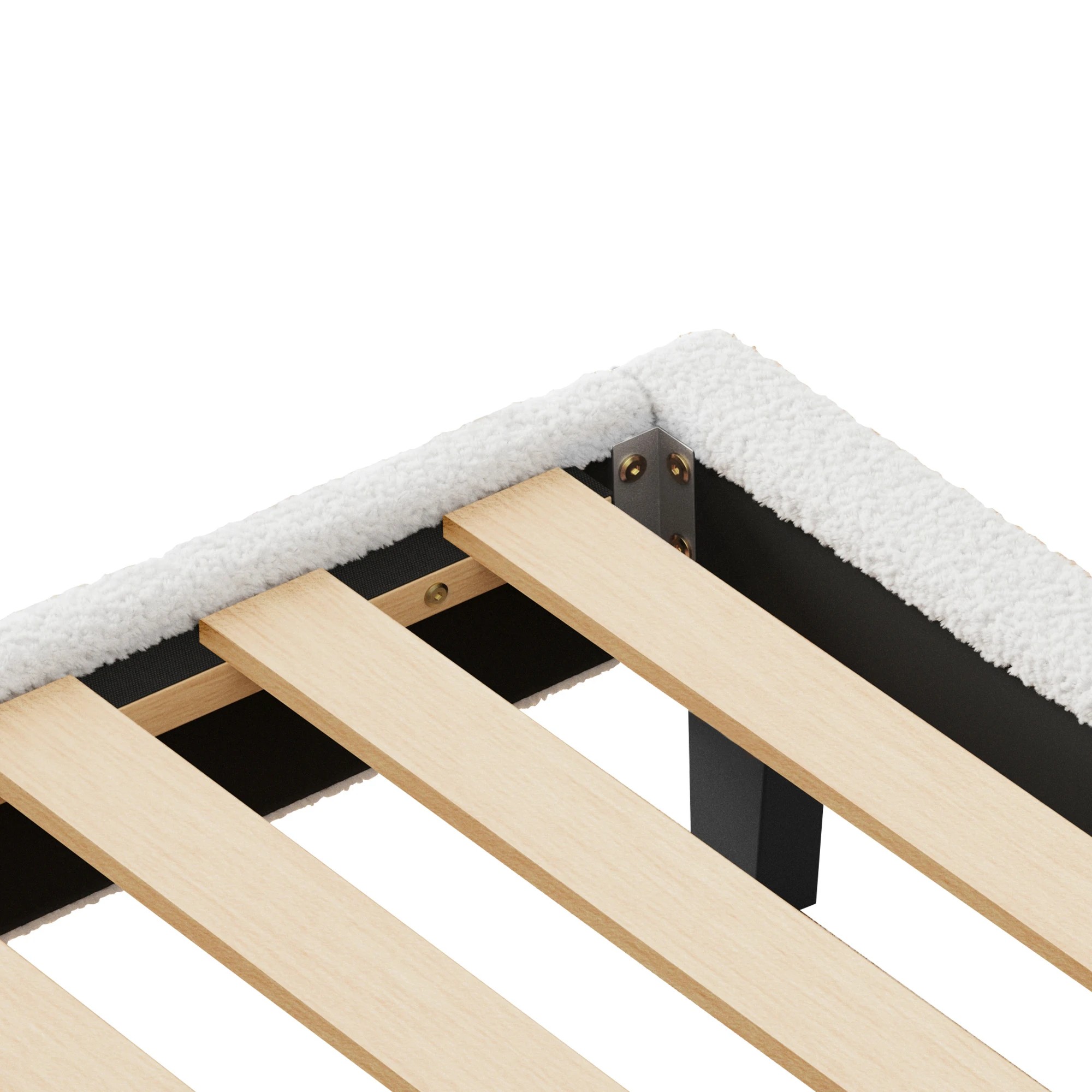 9 Alfordson Bed Frame Single Size Boucle Mattress Base Platform - White, 9 of 9
