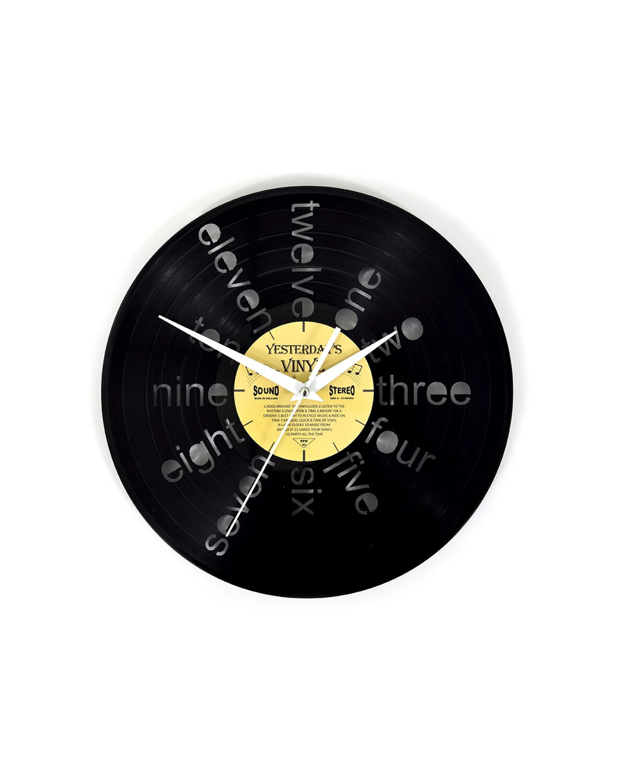 1 Yesterday's Vinyl Record Music Lover 30cm Memorabilia Clock Numbers - Black, 1 of 1