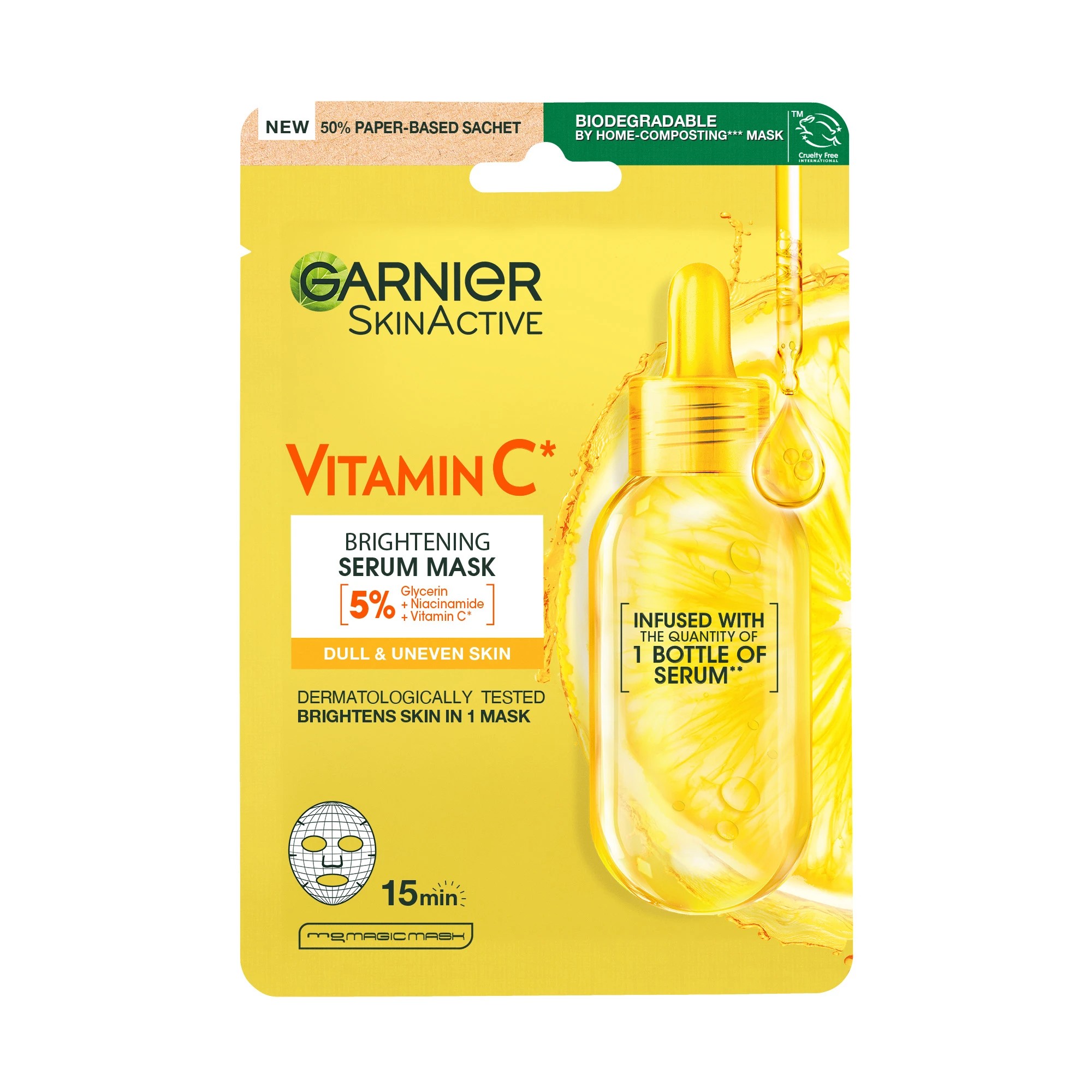 1 Garnier SkinActive Sheet Mask - Vitamin C and Hyaluronic Acid, 1 of 6